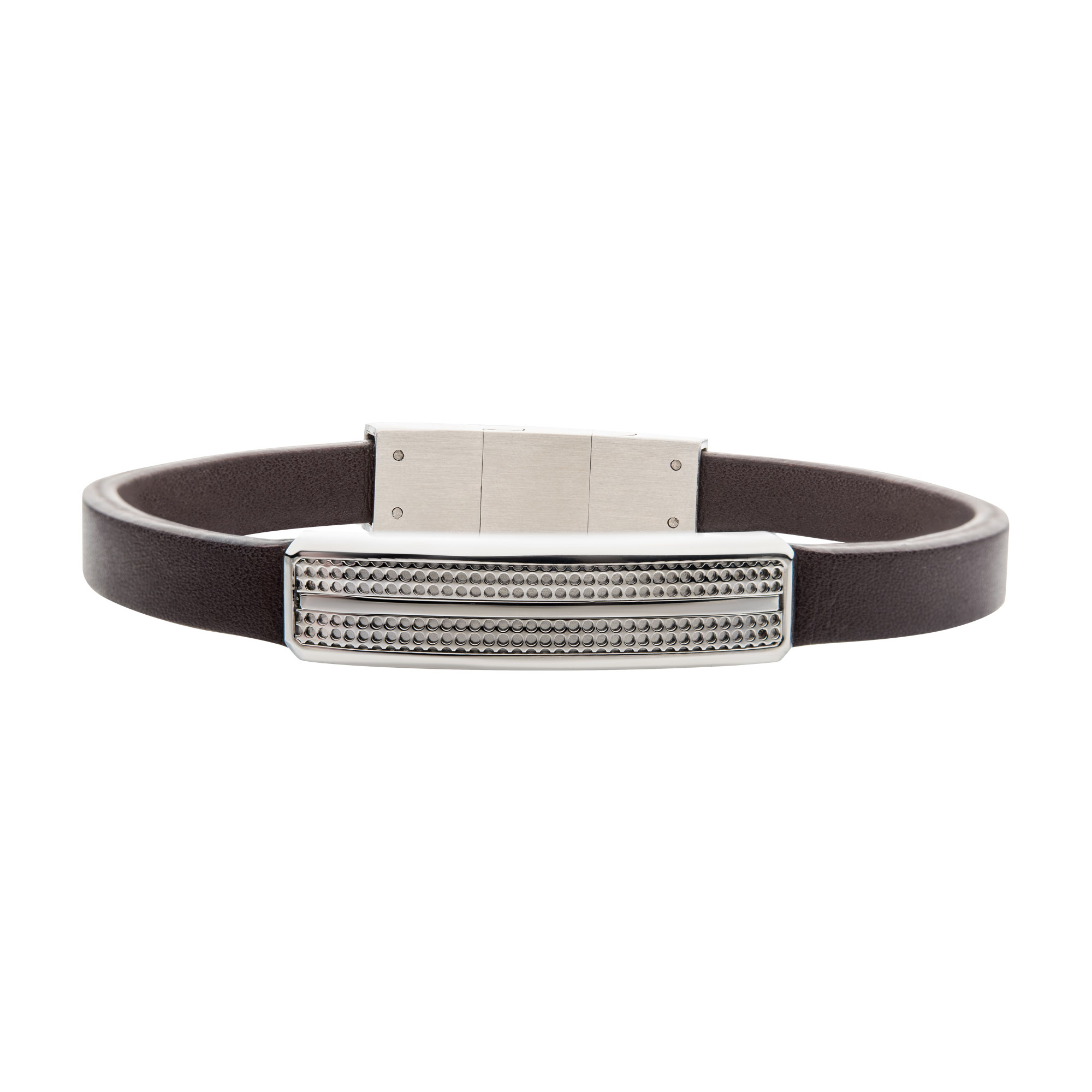 Brown Leather with Steel Streamline ID Bracelet Carroll / Ochs Jewelers Monroe, MI