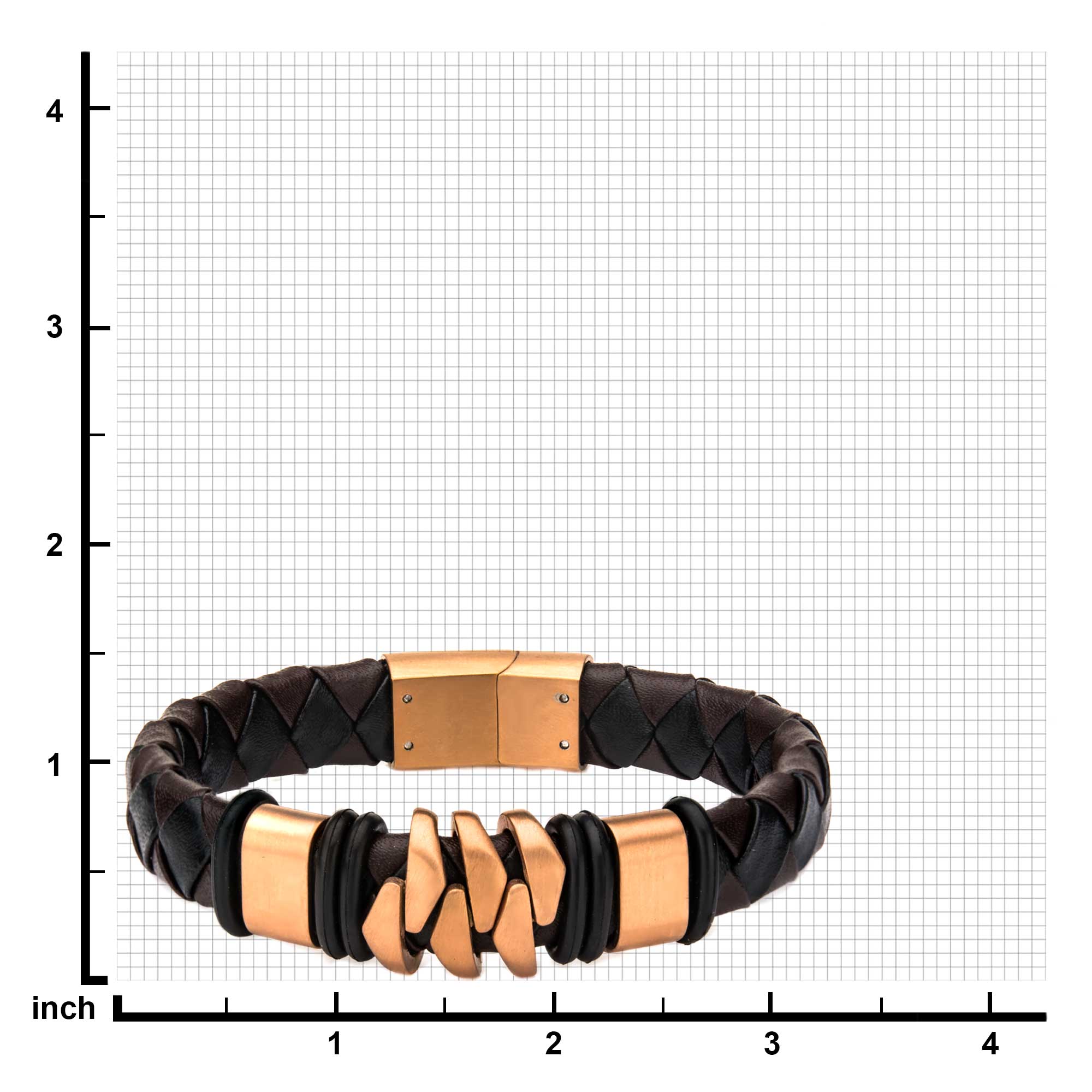 Rose Gold Plated and Brown Leather Bohemian Bracelet Image 3 Milano Jewelers Pembroke Pines, FL