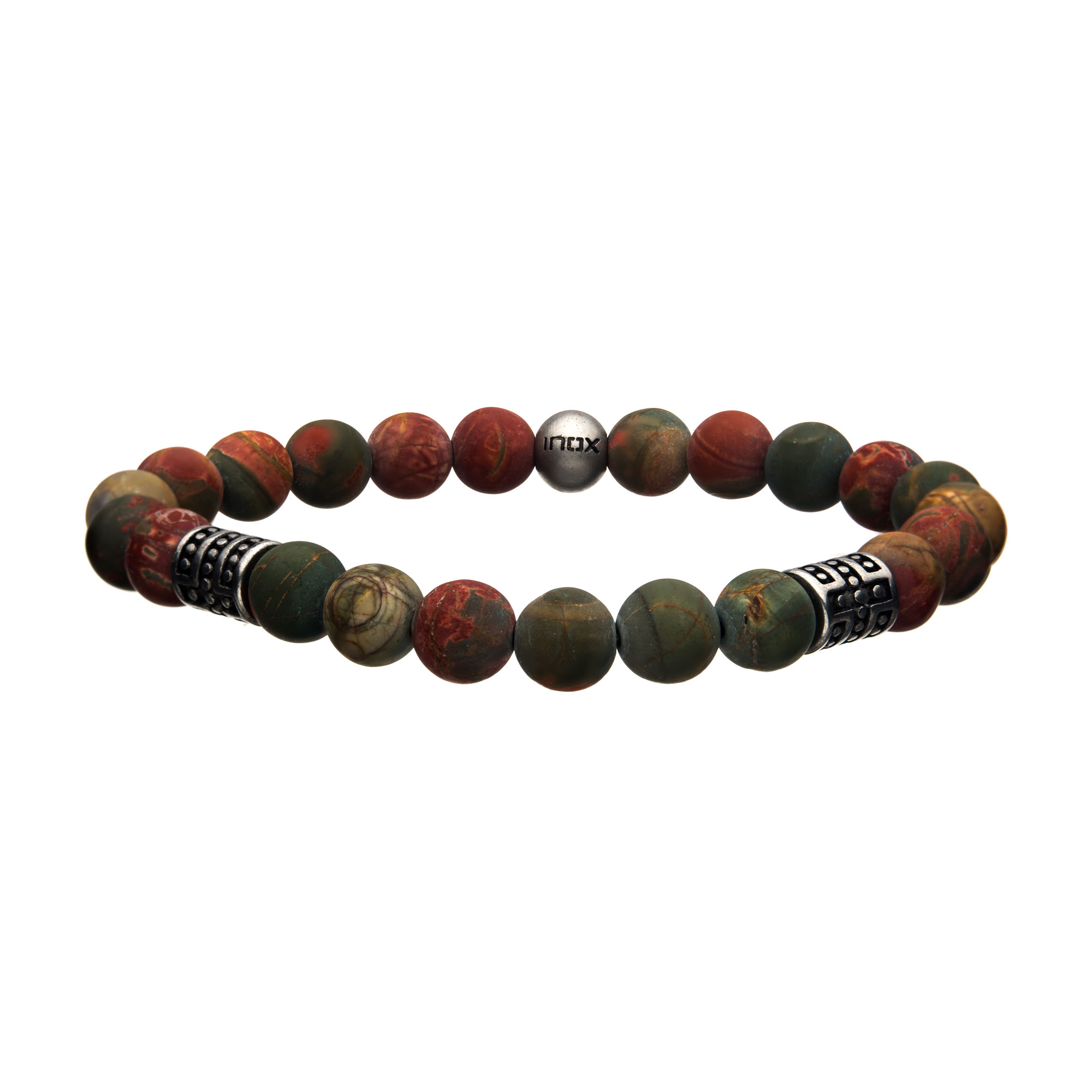 8mm Piccaso Jasper Stone with Steel Beads Silicone Bracelet Lee Ann's Fine Jewelry Russellville, AR