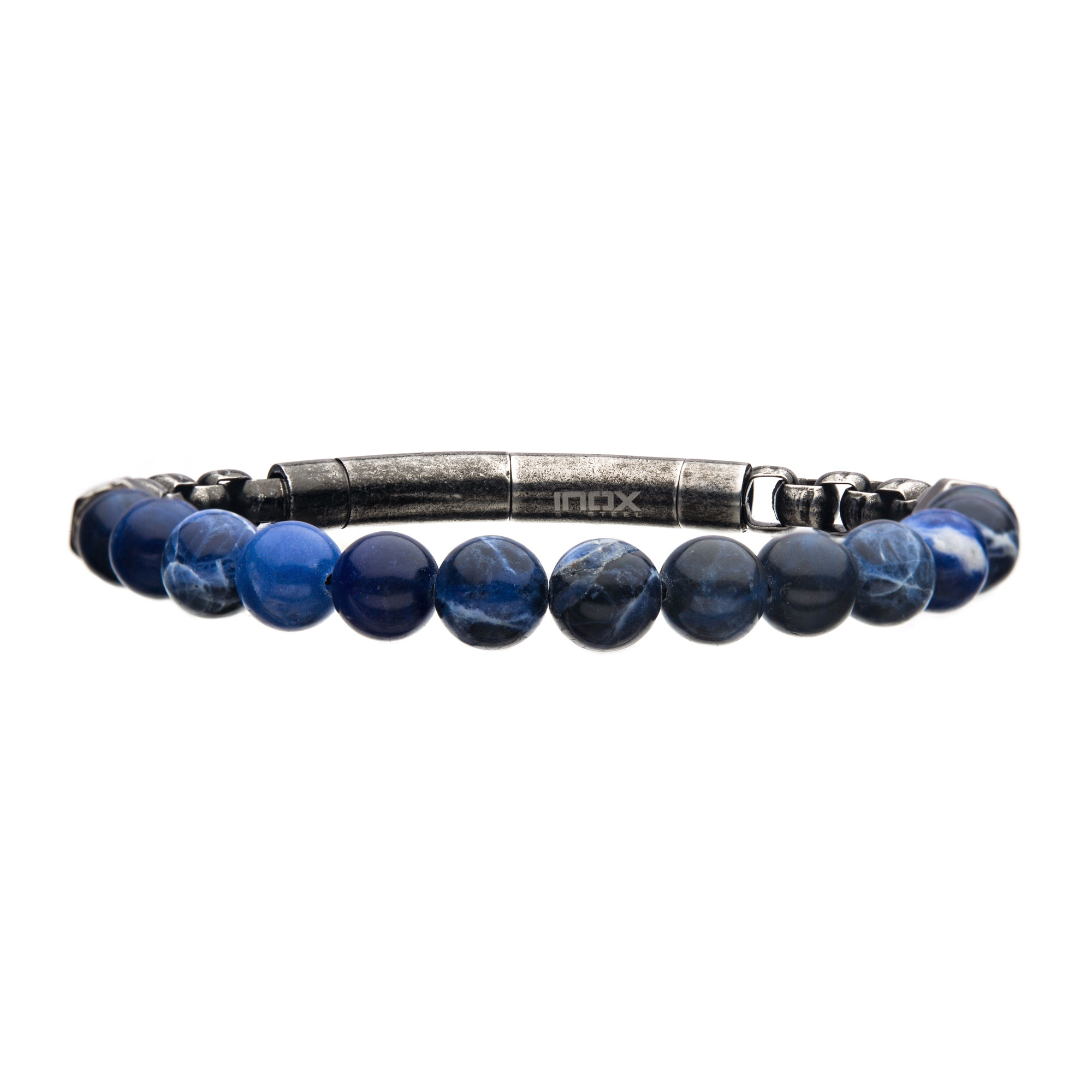 8mm Sodalite Beads and Box Chain Bracelet Mueller Jewelers Chisago City, MN