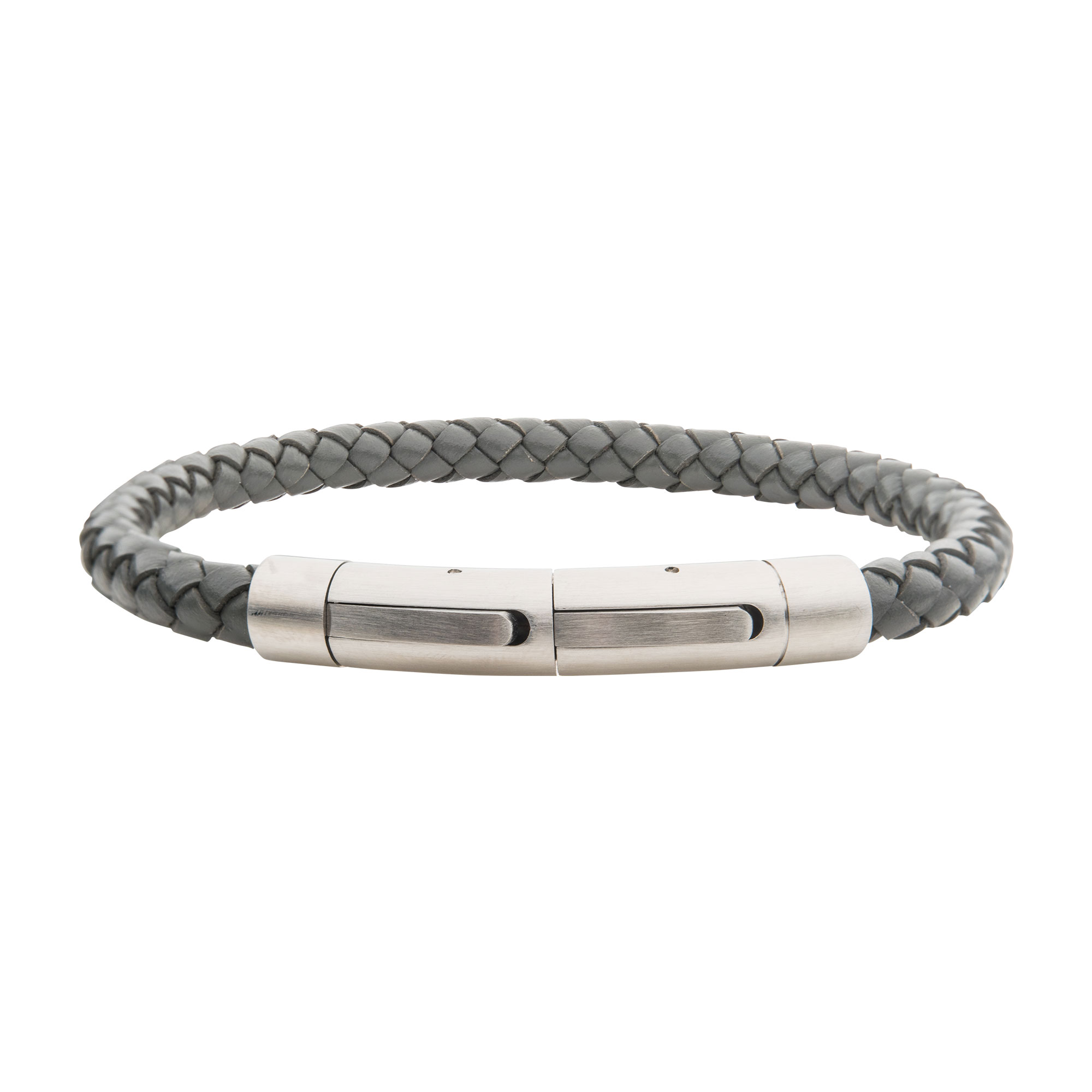6mm Grey Genuine Leather Bracelet Image 2 Milano Jewelers Pembroke Pines, FL