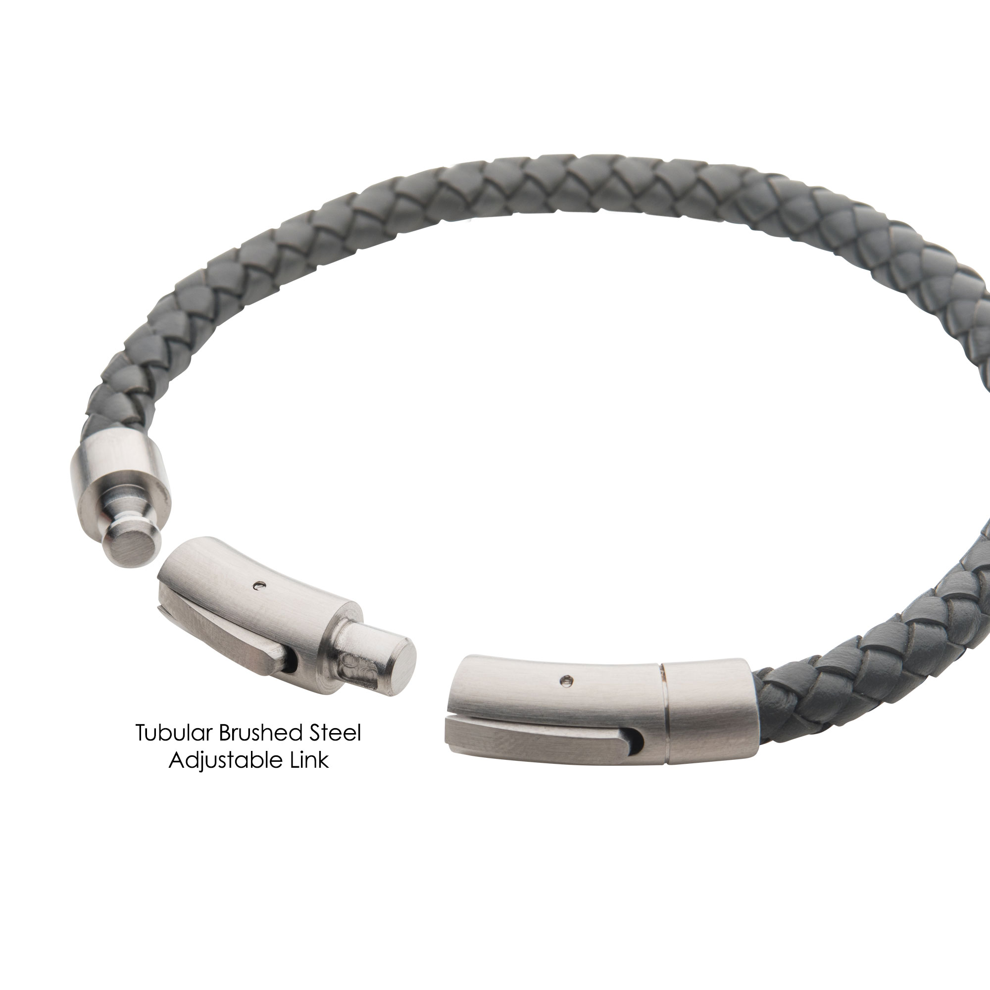 6mm Grey Genuine Leather Bracelet Image 3 Morin Jewelers Southbridge, MA