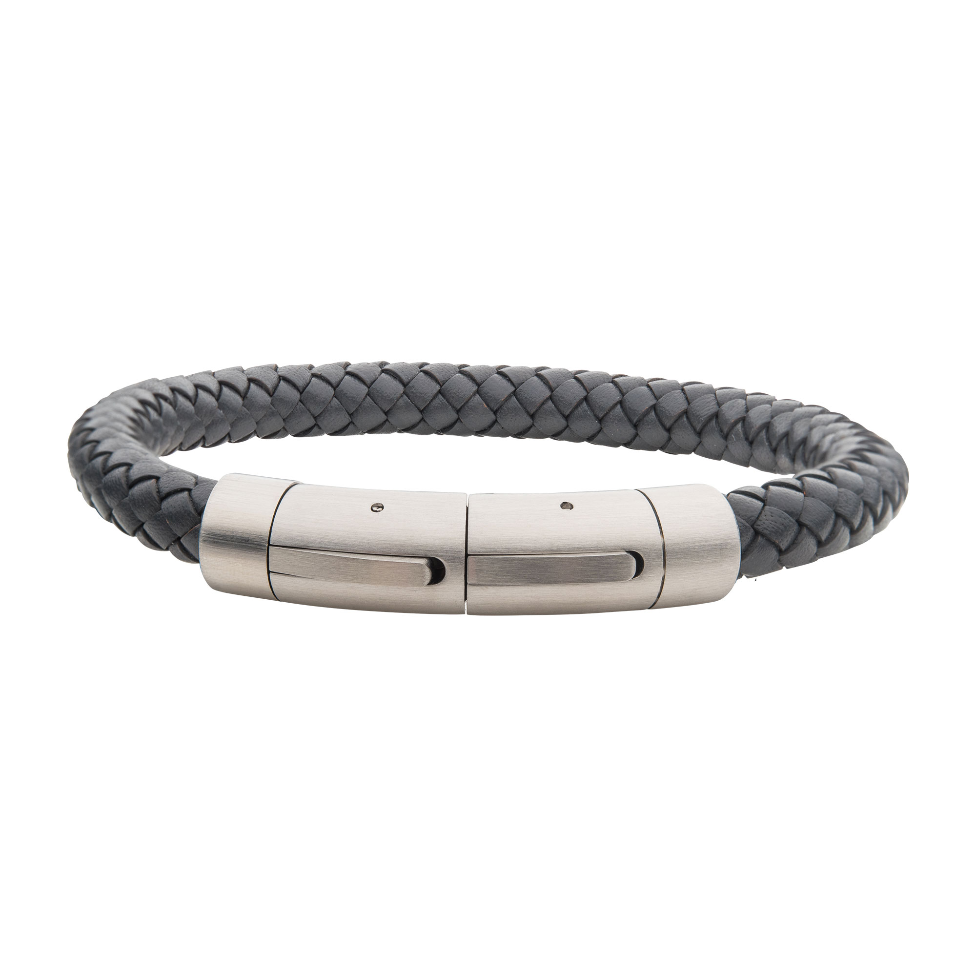8mm Grey Genuine Leather Bracelet Image 2 Milano Jewelers Pembroke Pines, FL