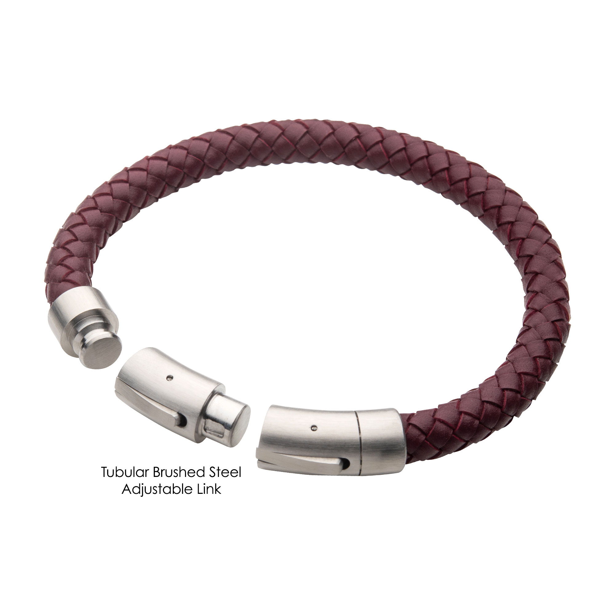 8mm Burgundy Genuine Leather Bracelet Image 3 Morin Jewelers Southbridge, MA