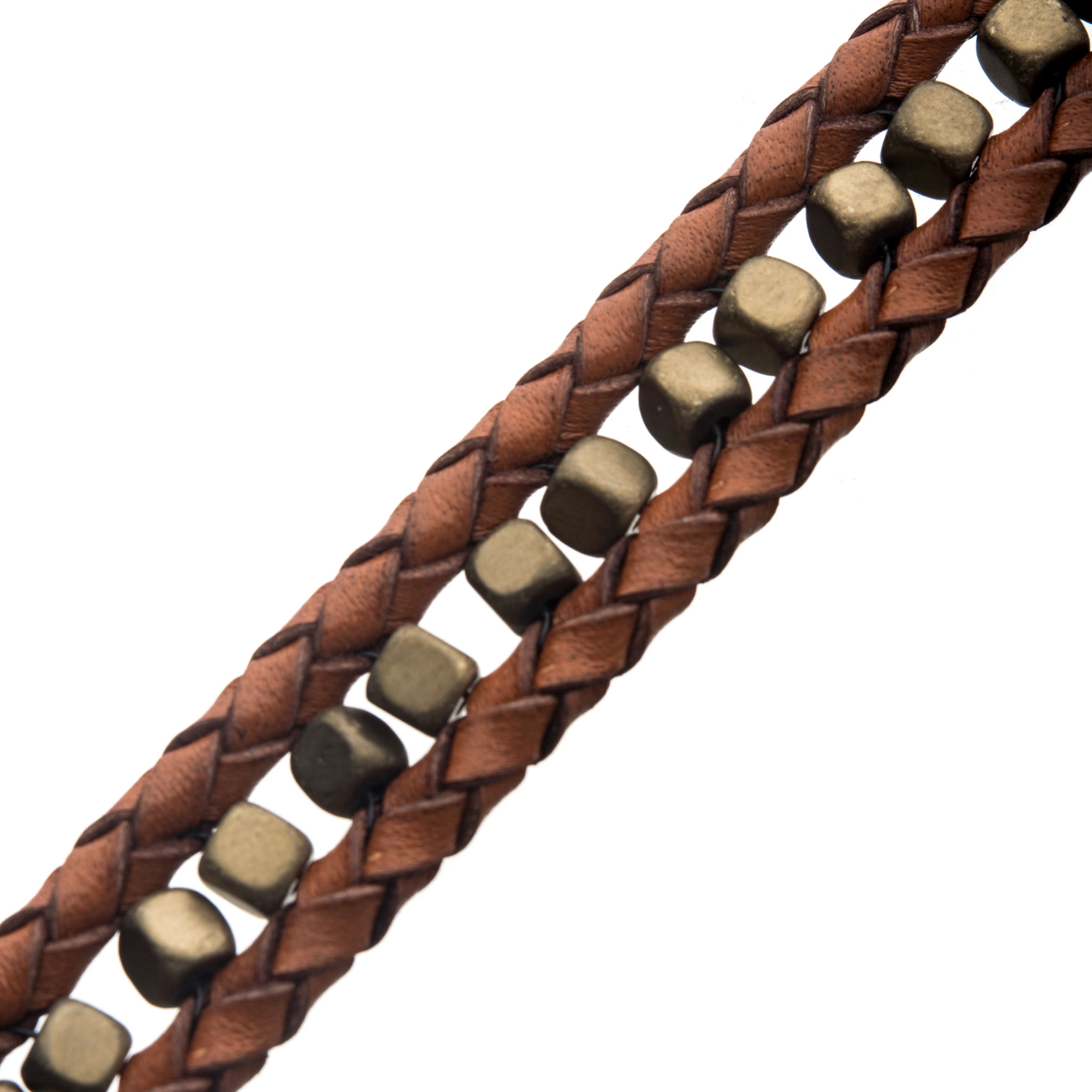 Brown Braided Leather with Gold Hematite Bead Bracelet Image 2 Lewis Jewelers, Inc. Ansonia, CT