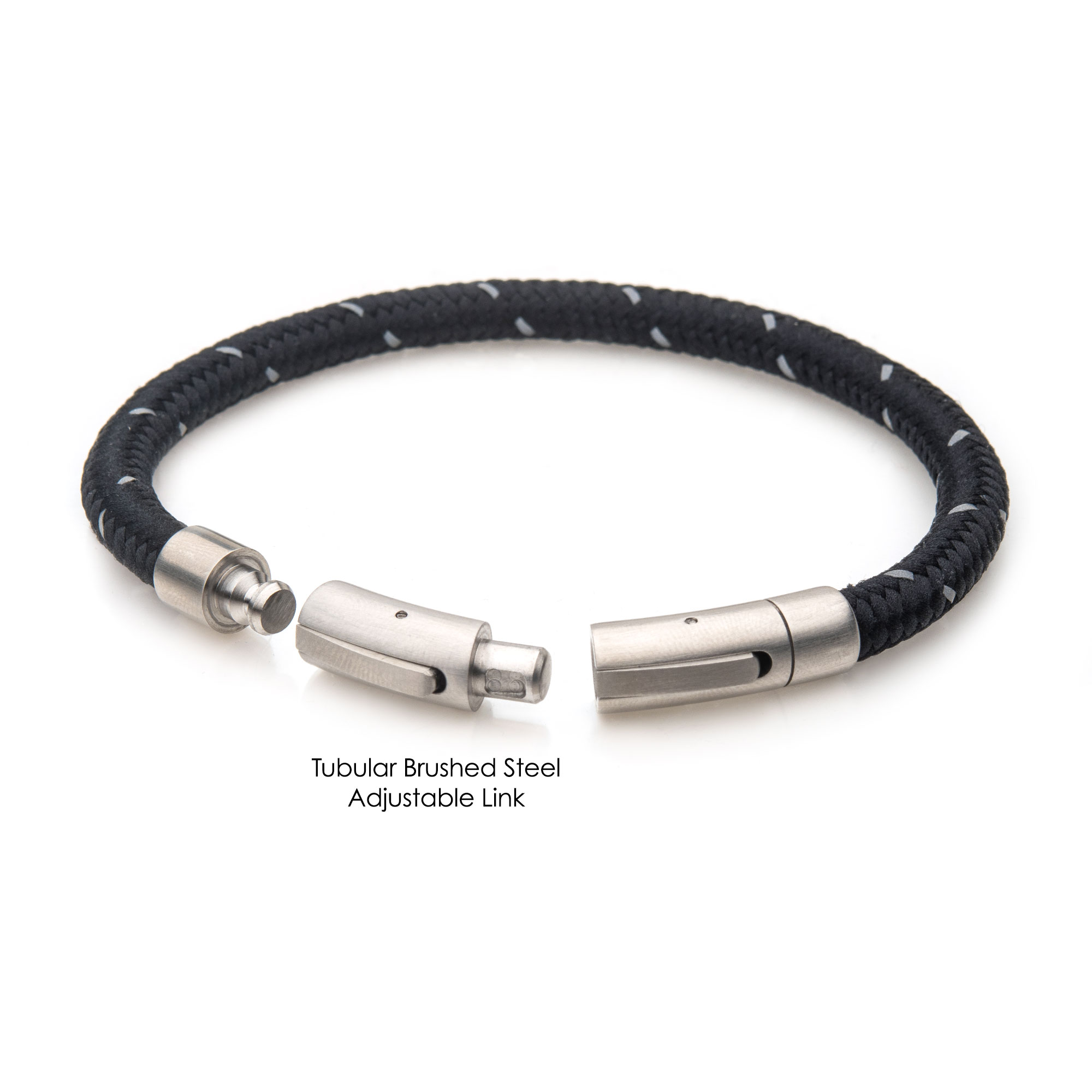 6mm Black Reflective Nylon Cord Bracelet Image 3 Carroll / Ochs Jewelers Monroe, MI