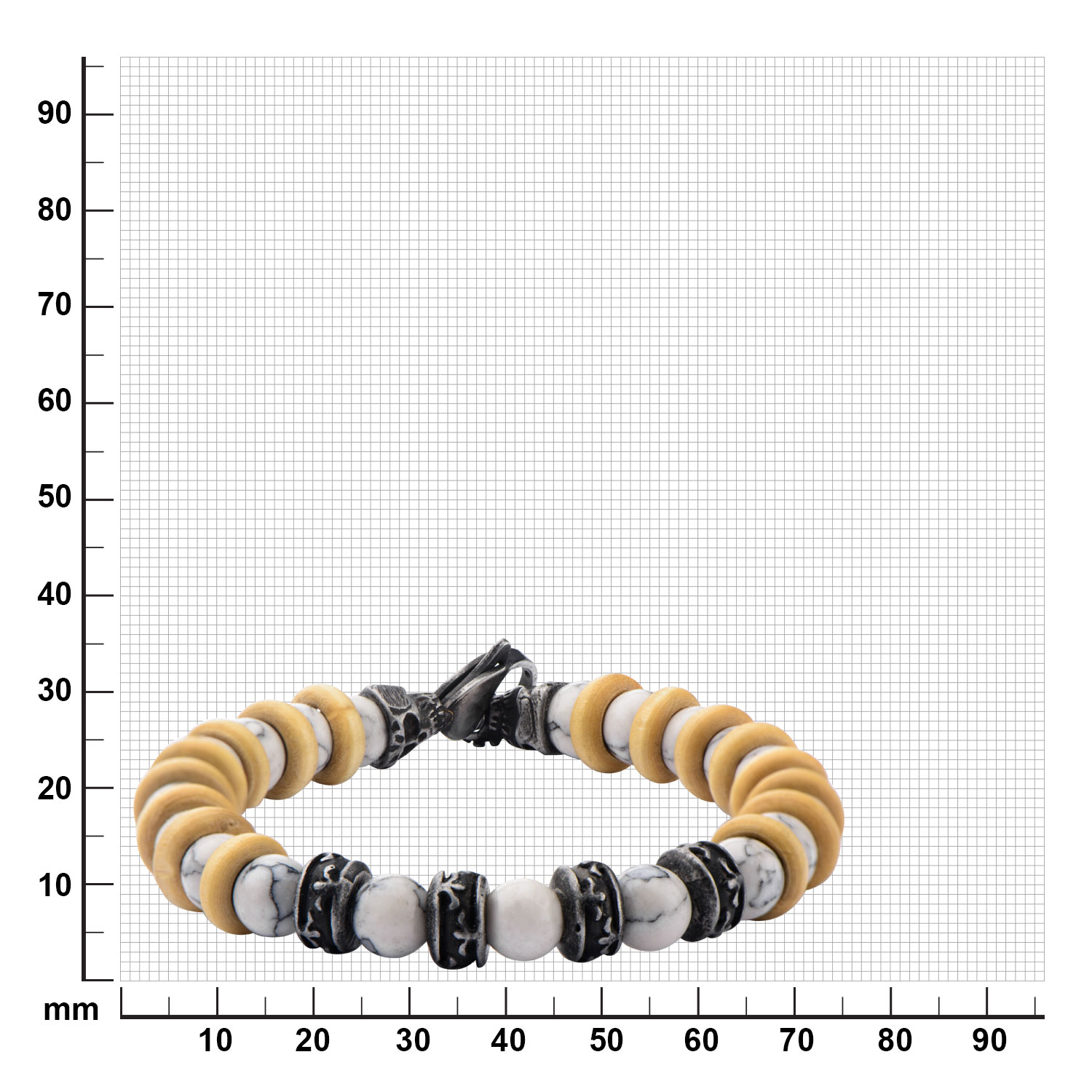8mm White Howlite Beads with Taupe Wood Separators Bracelet Image 3 Morin Jewelers Southbridge, MA