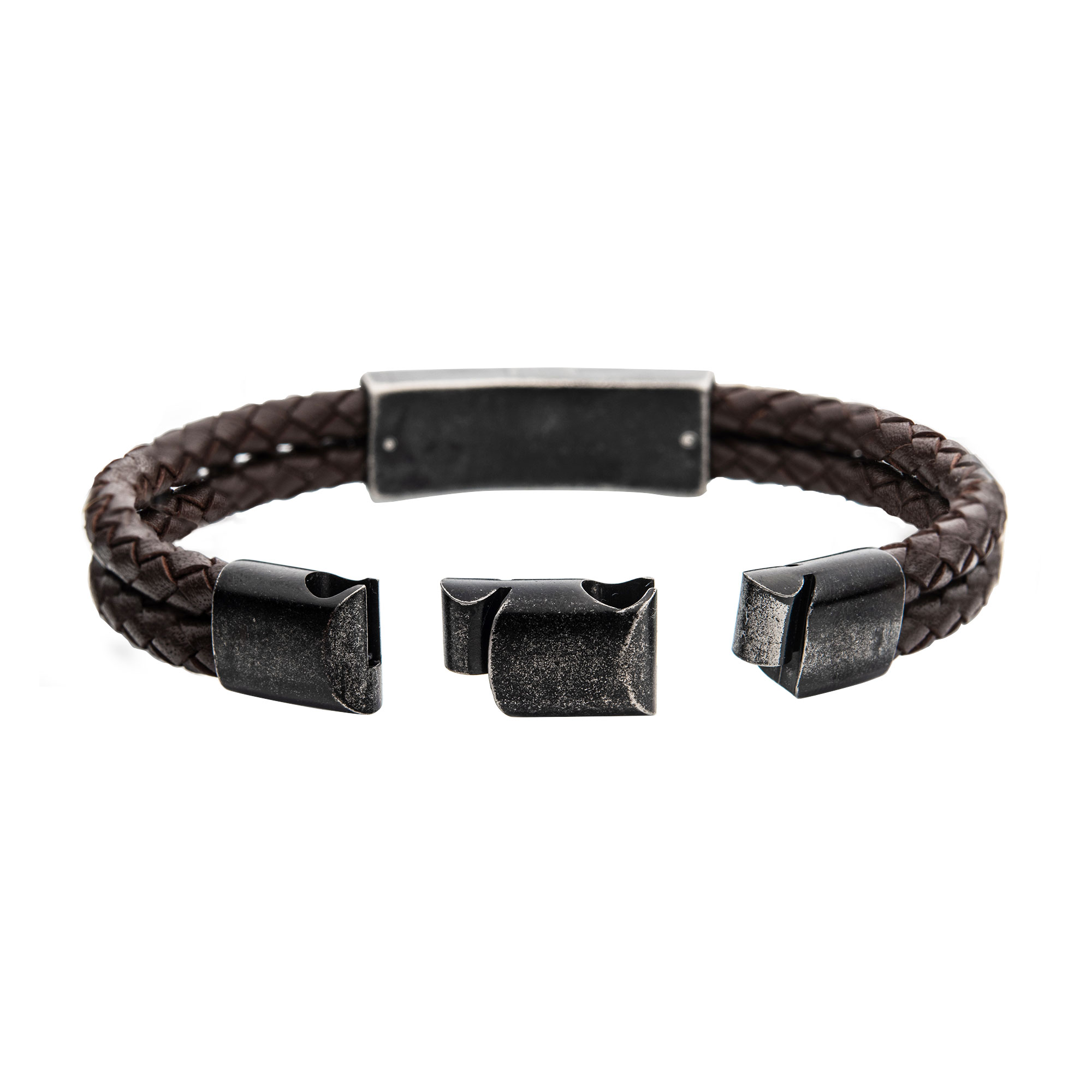 Brown Leather with Gun Metal Plated 3D Canyon Pattern Bracelet Image 4 Carroll / Ochs Jewelers Monroe, MI