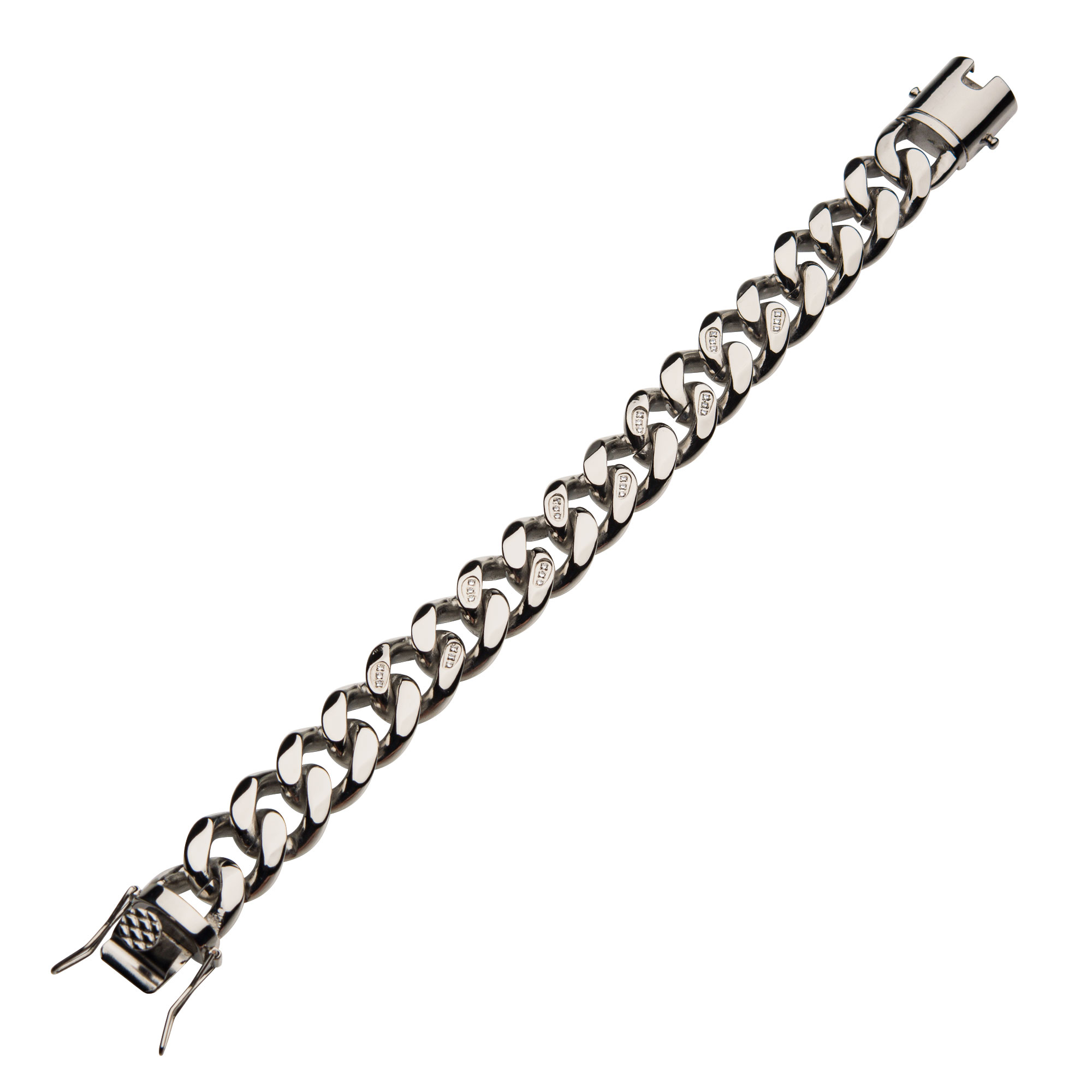 Stainless Steel with 30pcs Diamond Chunky Curb Chain Miami Cuban Bracelet Image 2 Ken Walker Jewelers Gig Harbor, WA