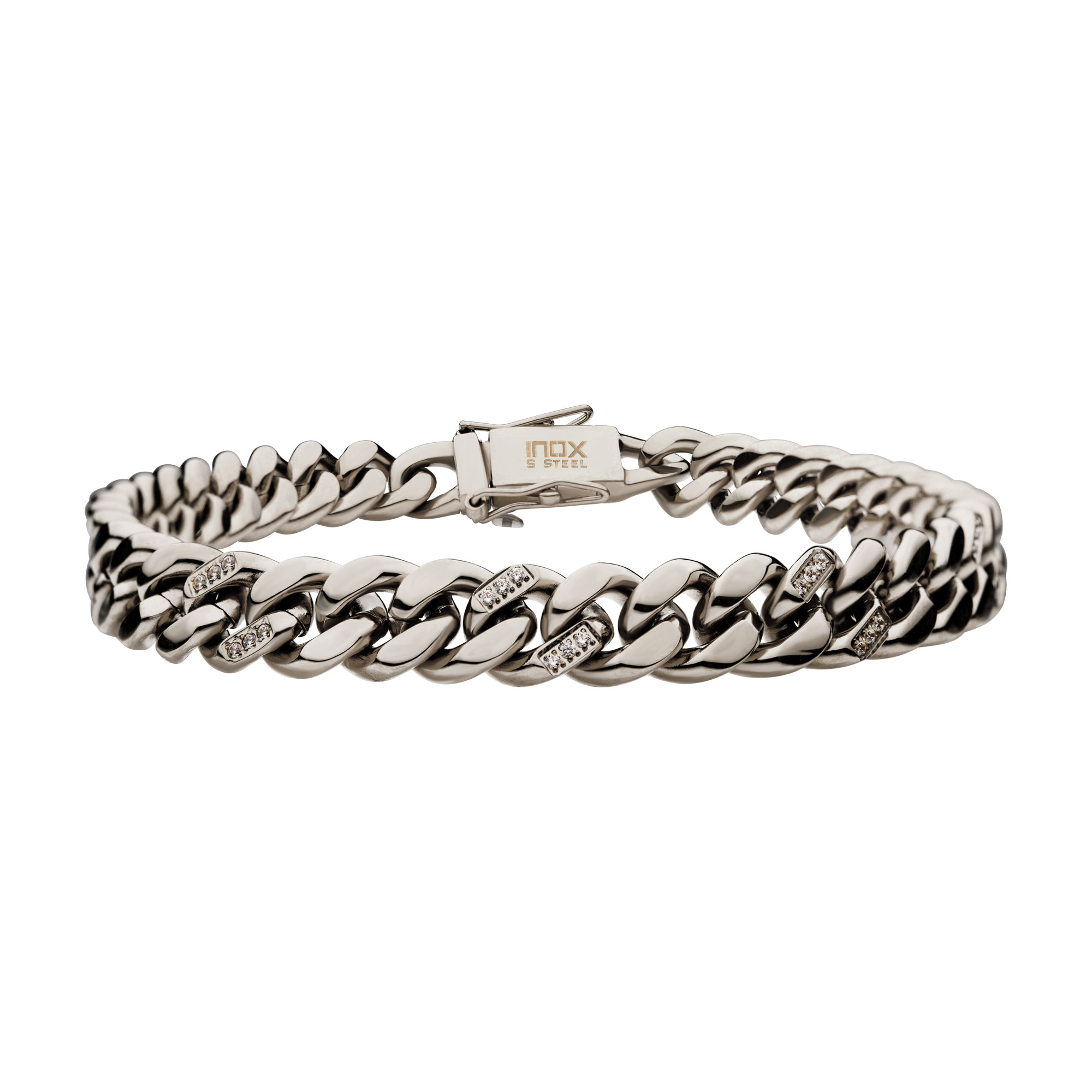 Stainless Steel with 30pcs Diamond Curb Chain Miami Cuban Bracelet Enchanted Jewelry Plainfield, CT
