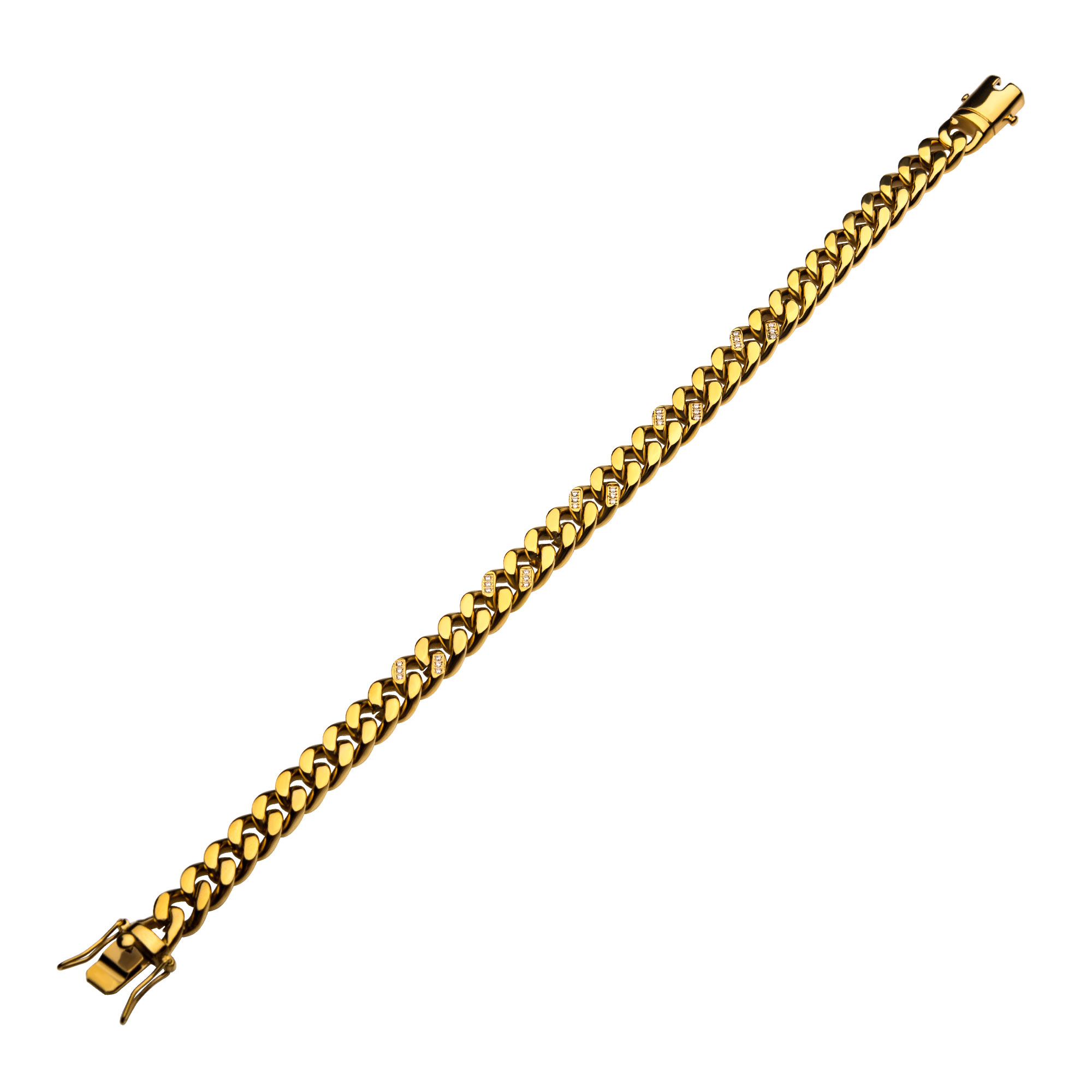 18K Gold Plated with 30pcs Diamond Curb Chain Miami Cuban Bracelet Image 2 Ritzi Jewelers Brookville, IN