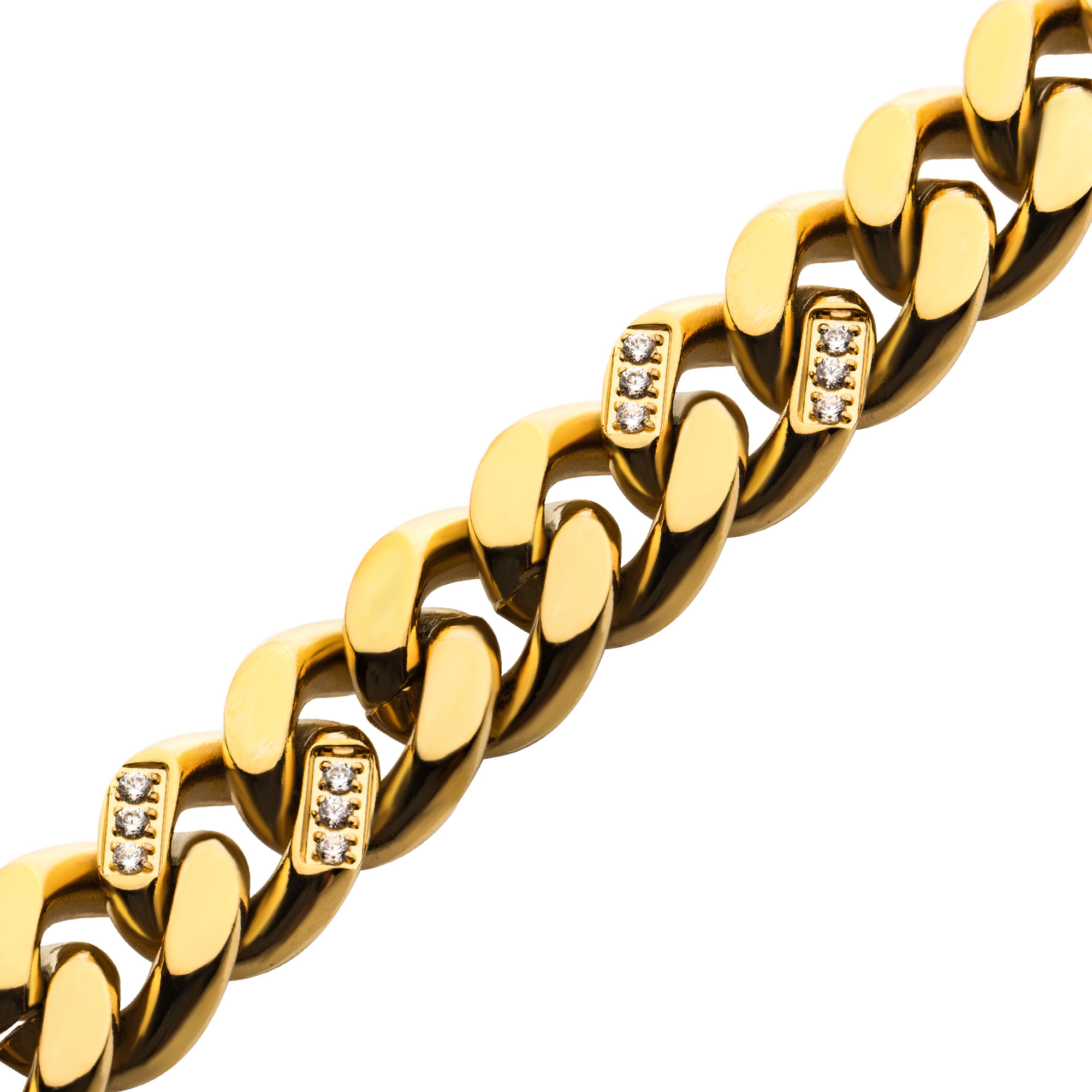 18K Gold Plated with 30pcs Diamond Curb Chain Miami Cuban Bracelet Image 3 Ritzi Jewelers Brookville, IN