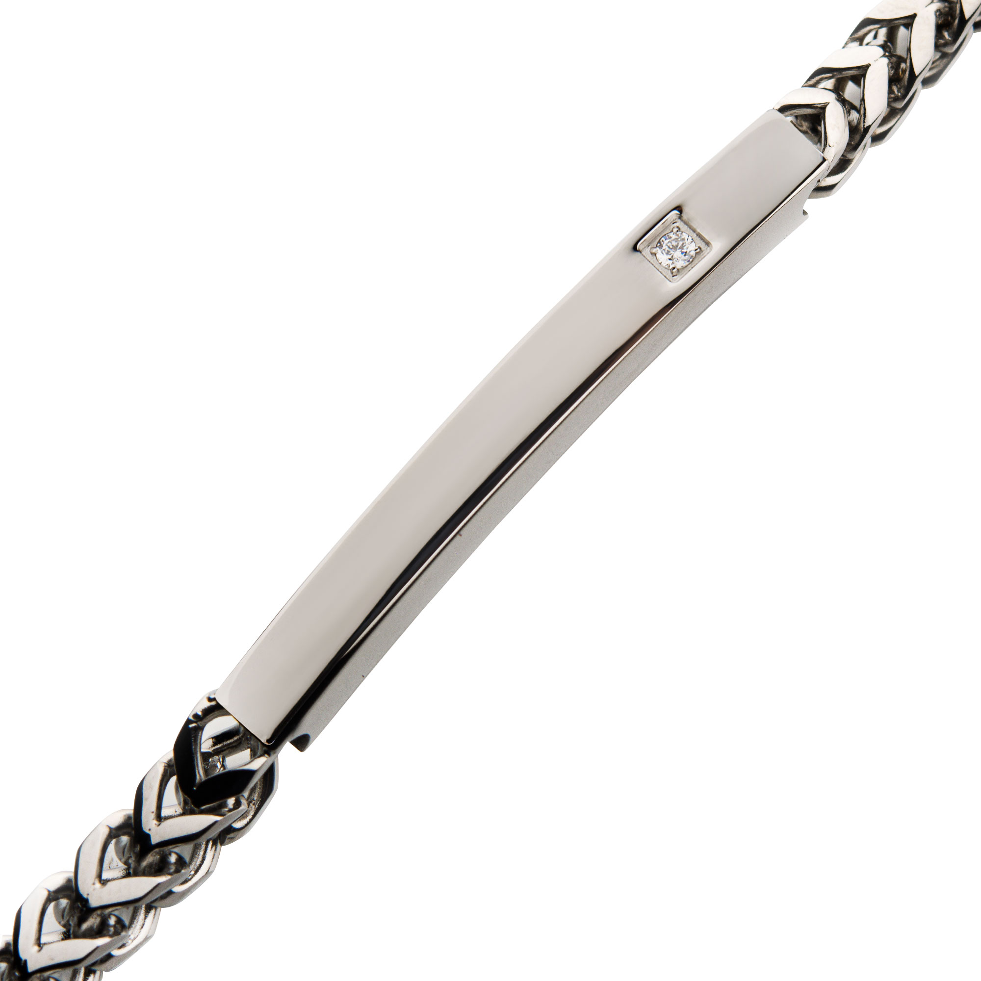 Stainless Steel with Diamond Franco Chain Miami Cuban ID Bracelet Image 3 Ritzi Jewelers Brookville, IN