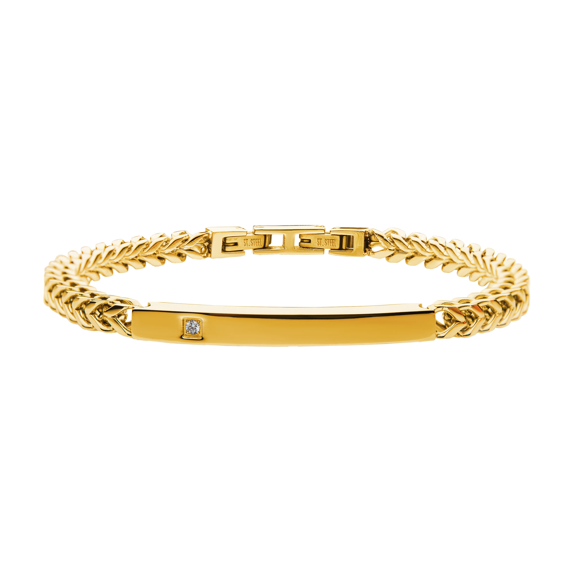 18K Gold Plated with Diamond Franco Chain Miami Cuban ID Bracelet Enchanted Jewelry Plainfield, CT