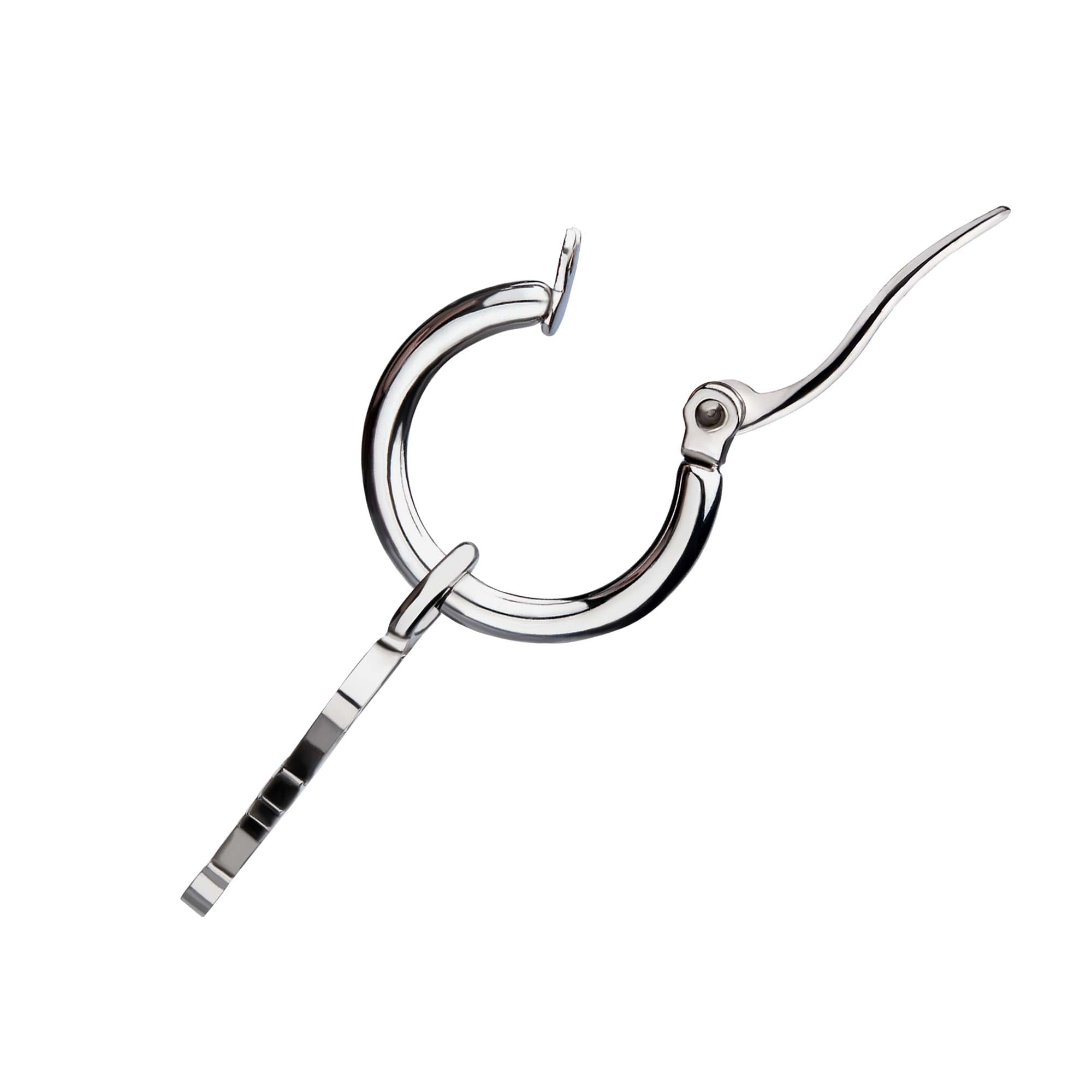 Stainless Steel Hoop Earrings with Scorpio Charm Image 3 Carroll / Ochs Jewelers Monroe, MI