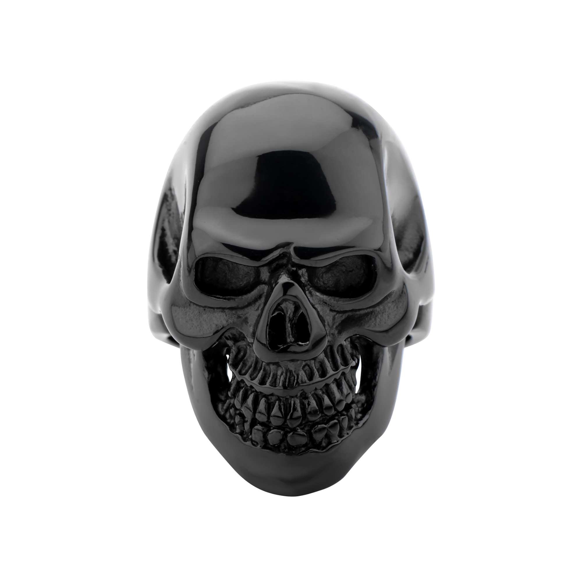 Black Plated Skull All Teeth Out Ring Image 3 Spath Jewelers Bartow, FL