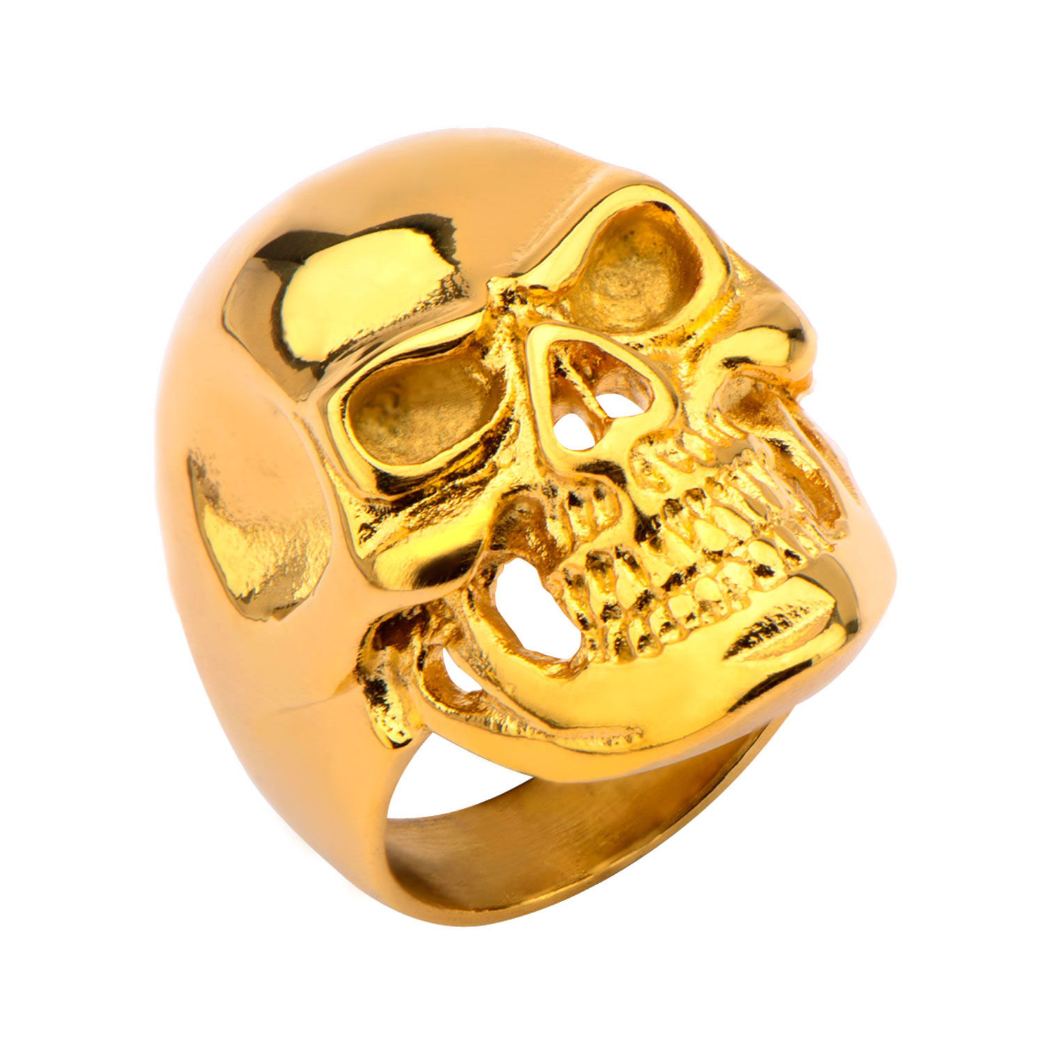 Gold Plated High Polished Front Face Skull Ring Ken Walker Jewelers Gig Harbor, WA