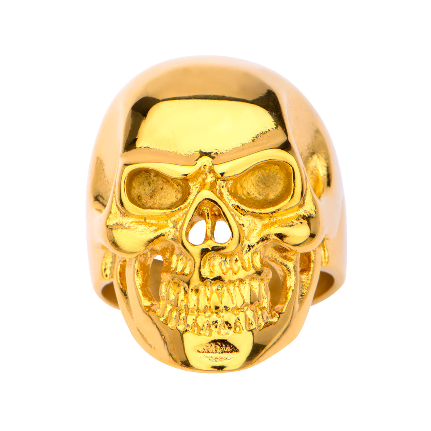 Gold Plated High Polished Front Face Skull Ring Image 2 Milano Jewelers Pembroke Pines, FL