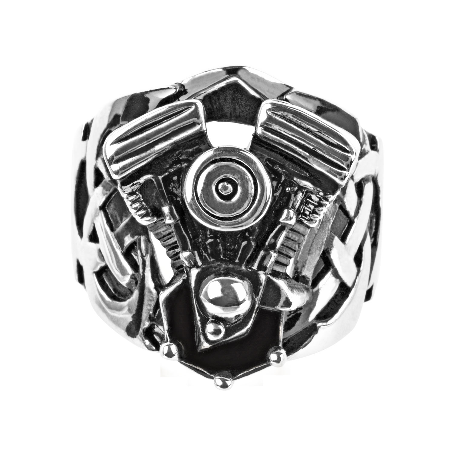 Black Oxidized Ring with Large Engine Look Image 2 Jayson Jewelers Cape Girardeau, MO