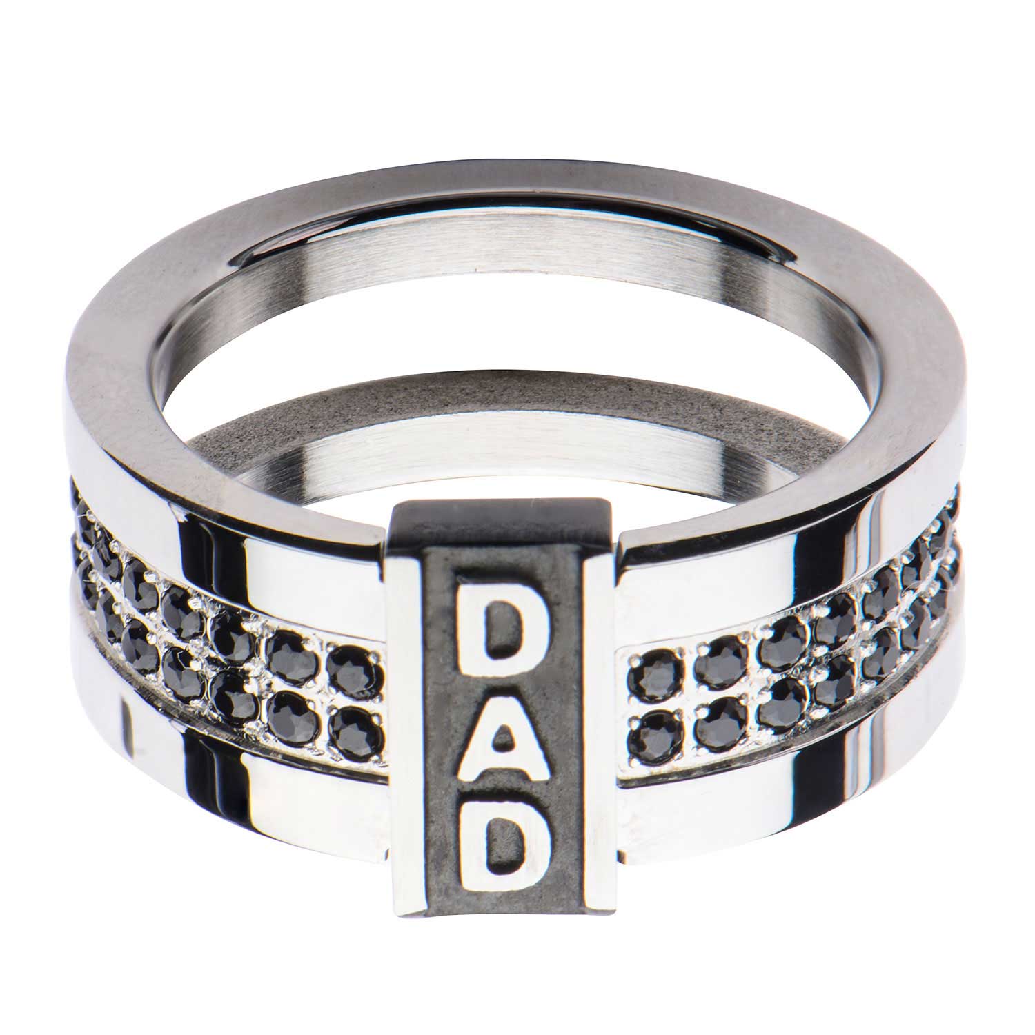 Black CZ's Engraved DAD Ring Image 2 Milano Jewelers Pembroke Pines, FL
