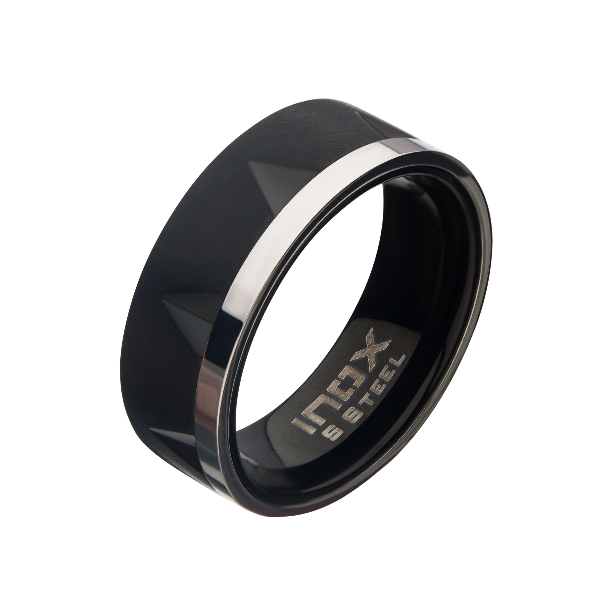 Matte Stainless Steel & Black IP with Notch Ring Milano Jewelers Pembroke Pines, FL