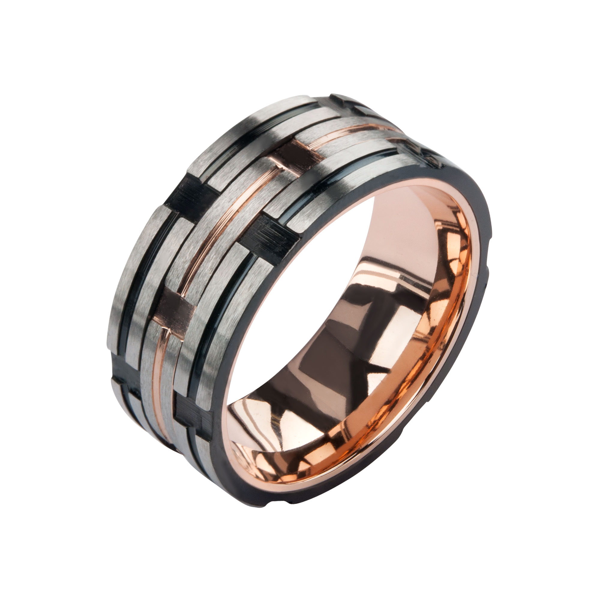 Black Track in Plated Rose Gold Ring Enchanted Jewelry Plainfield, CT