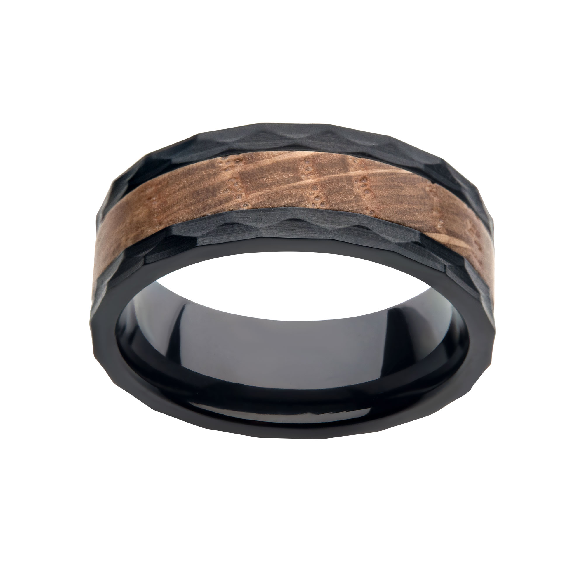 2mm Meteorite Inlay Black Plated Ring Image 2 Milano Jewelers Pembroke Pines, FL