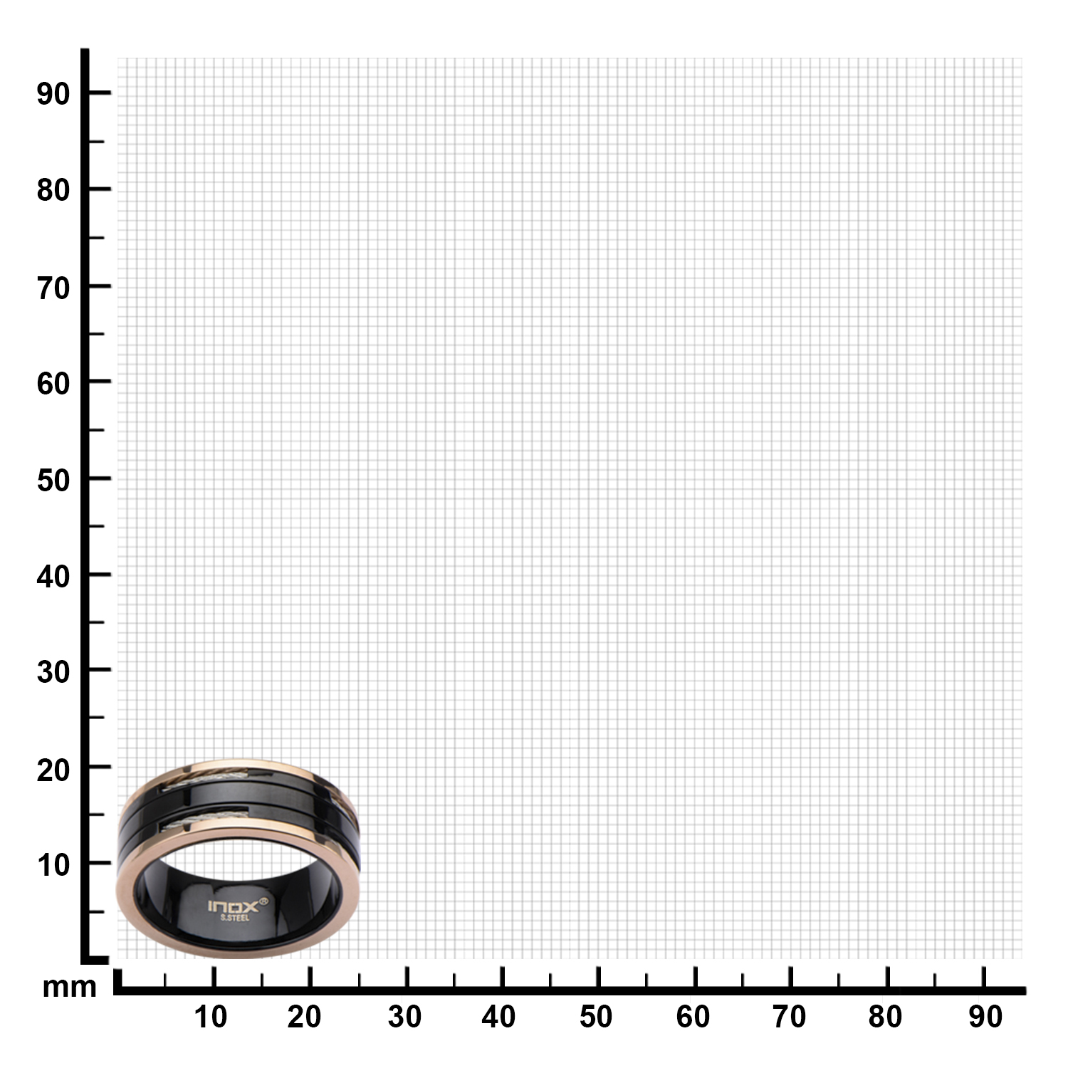 Black Plated and Rose Gold Plated Ring with Inlayed Cable Image 3 Ritzi Jewelers Brookville, IN