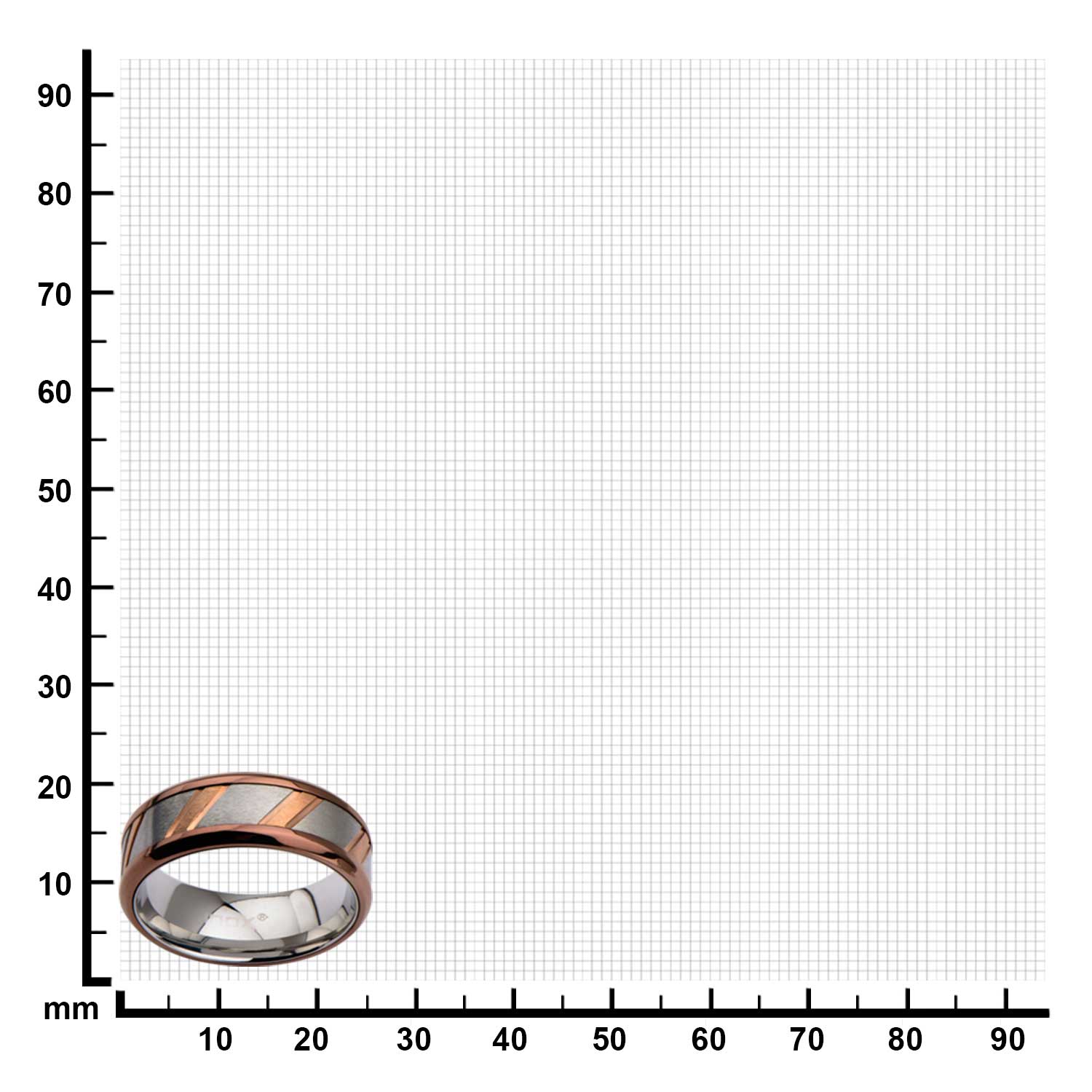 Rose Gold Plated & Steel Ring with Diagonal Lines Image 2 Lewis Jewelers, Inc. Ansonia, CT