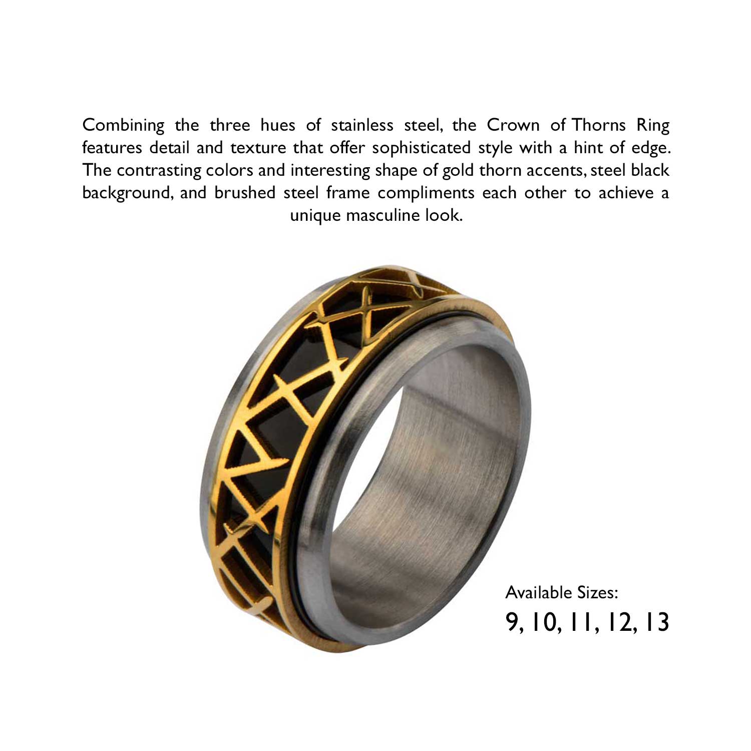 Plated Black with Plated Gold Thorn Ring Image 5 Milano Jewelers Pembroke Pines, FL