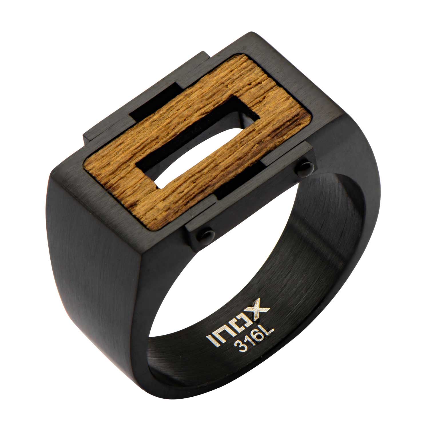 IP Black with Ebony Wood Ring Enchanted Jewelry Plainfield, CT