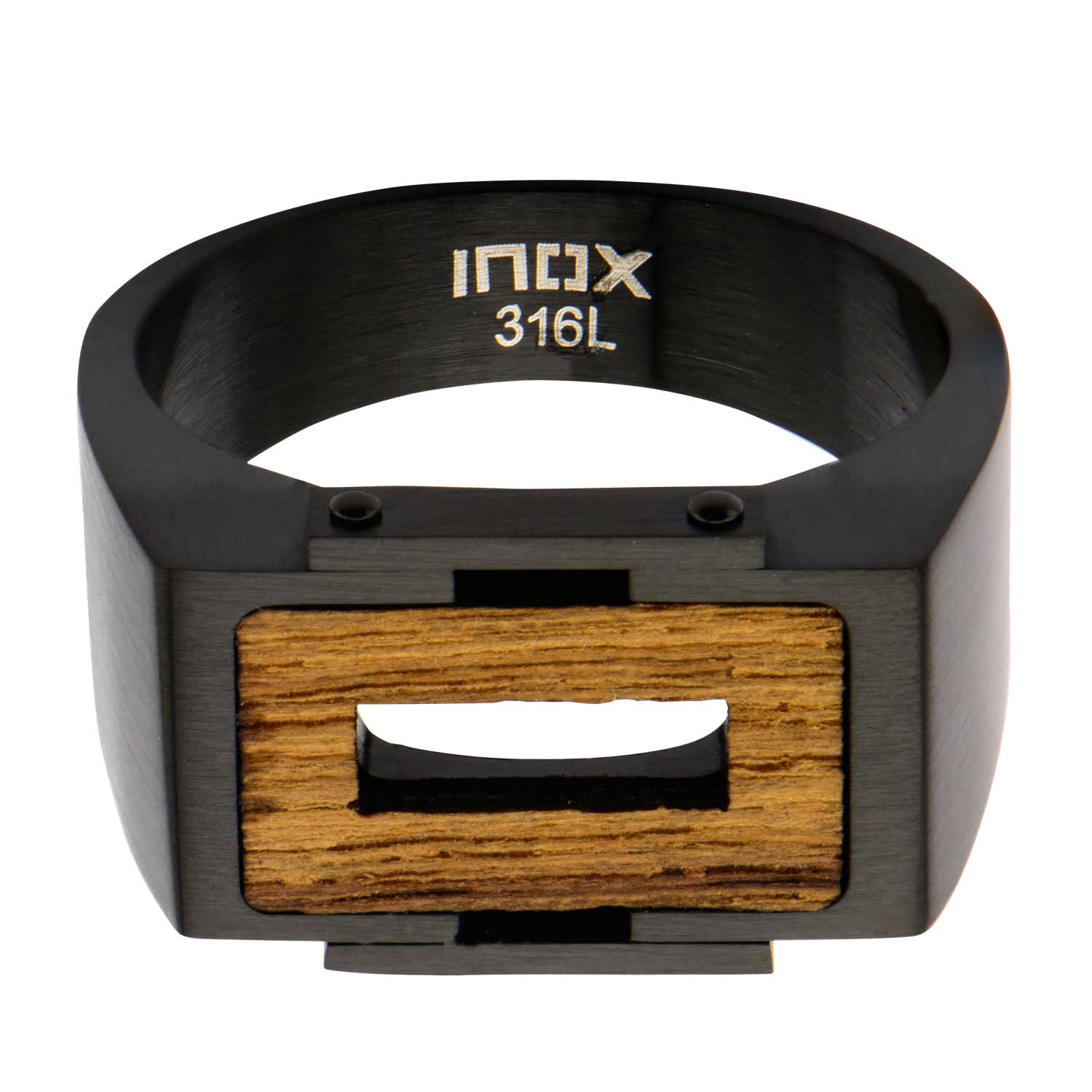 IP Black with Ebony Wood Ring Image 2 Mueller Jewelers Chisago City, MN