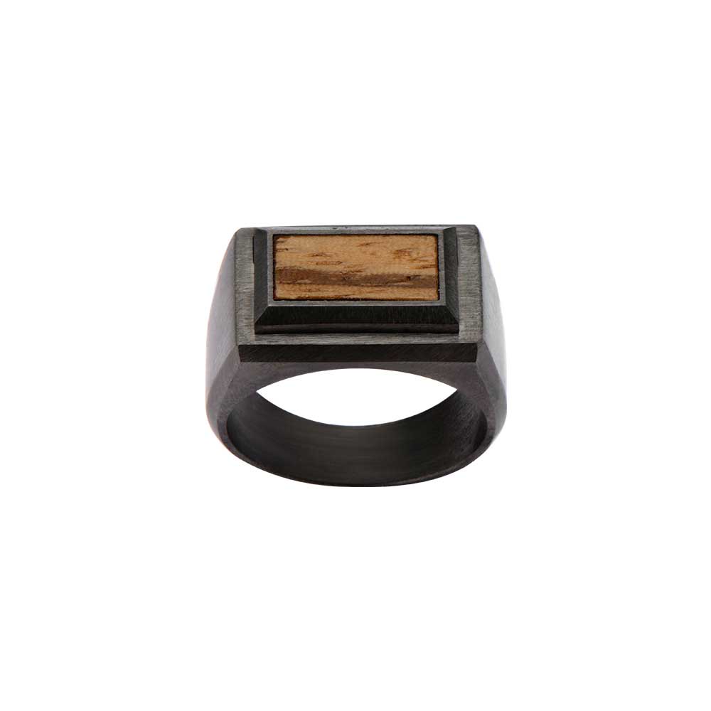 Steel Ring with Inlayed Zebra Wood Image 2 P.K. Bennett Jewelers Mundelein, IL