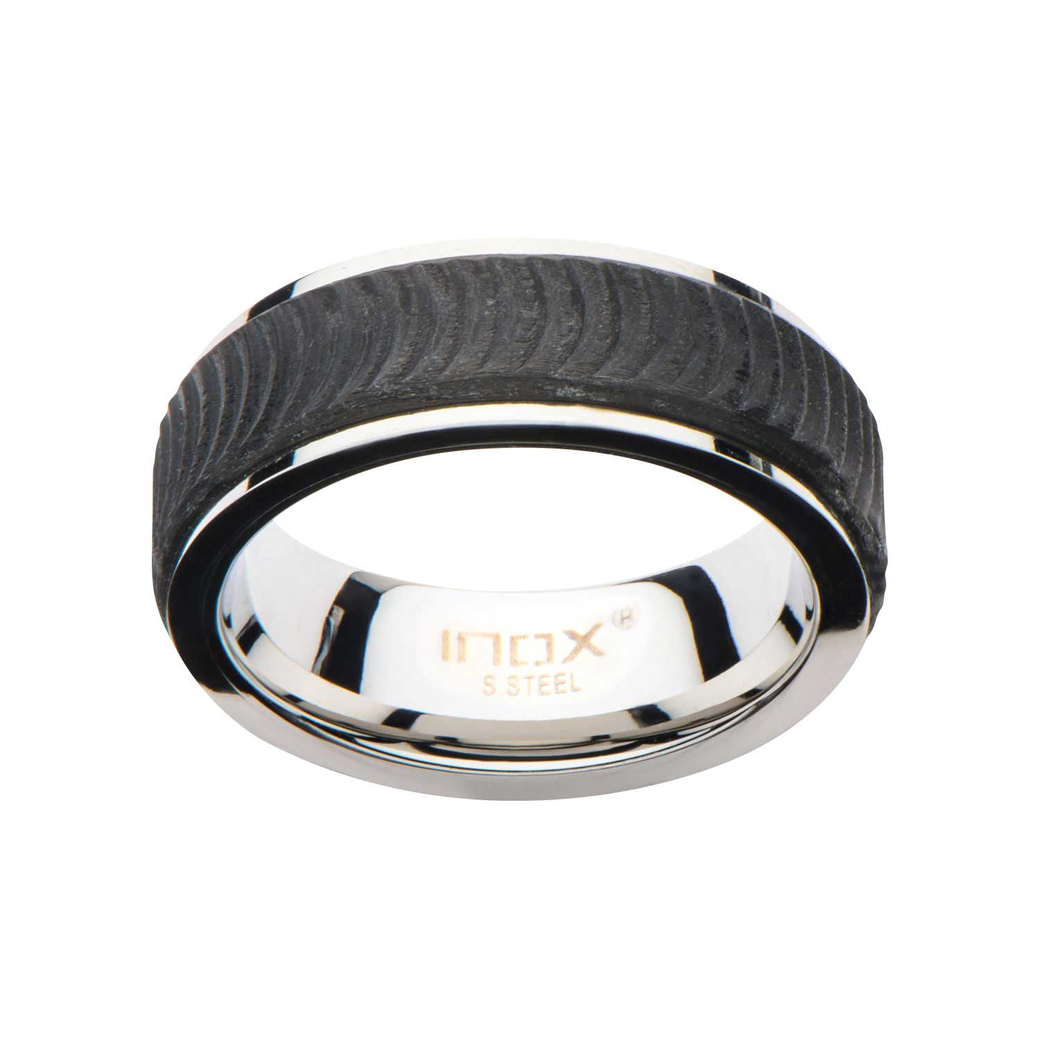 Center Solid Carbon Fiber Ridged Ring Enchanted Jewelry Plainfield, CT