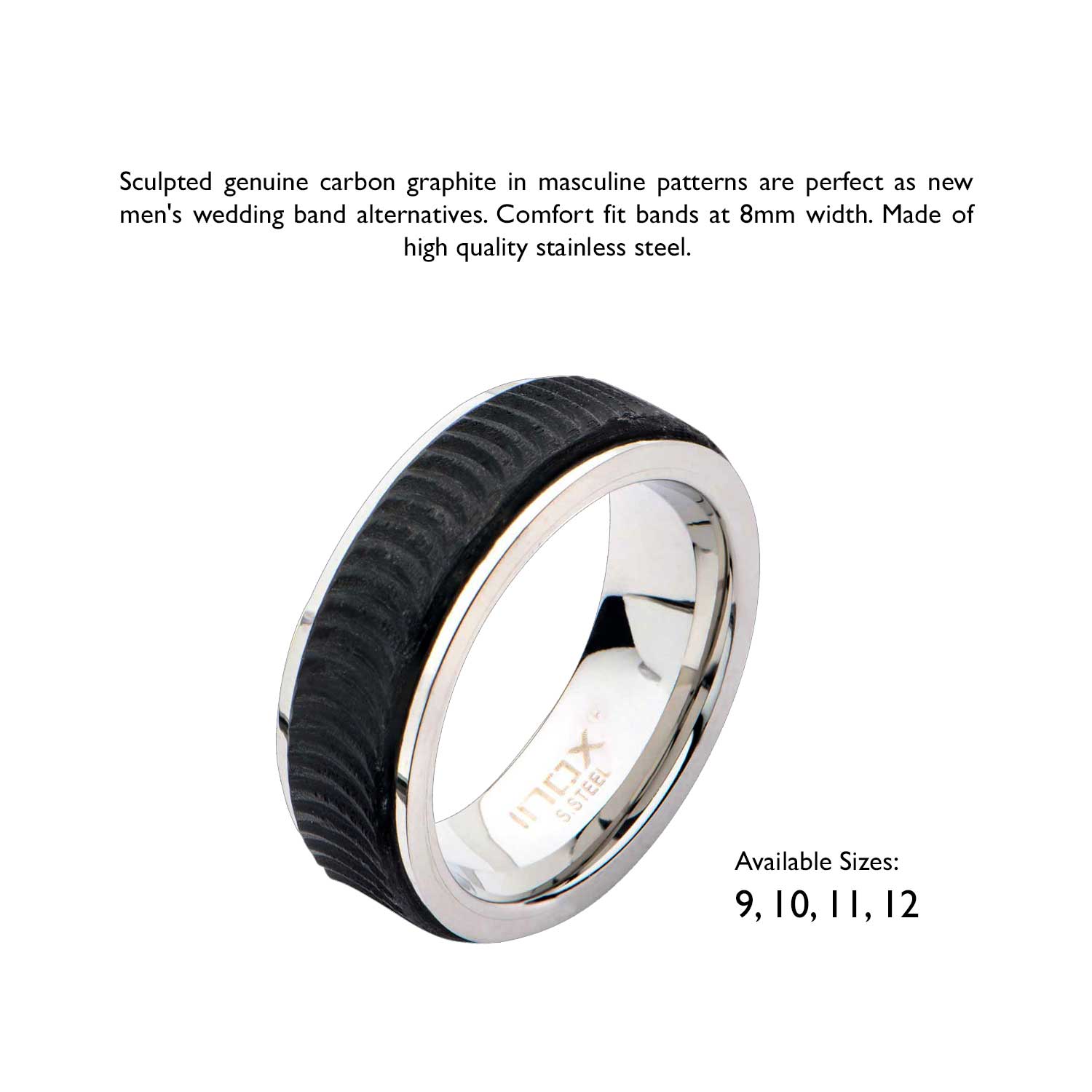 Center Solid Carbon Fiber Ridged Ring Image 5 Ken Walker Jewelers Gig Harbor, WA