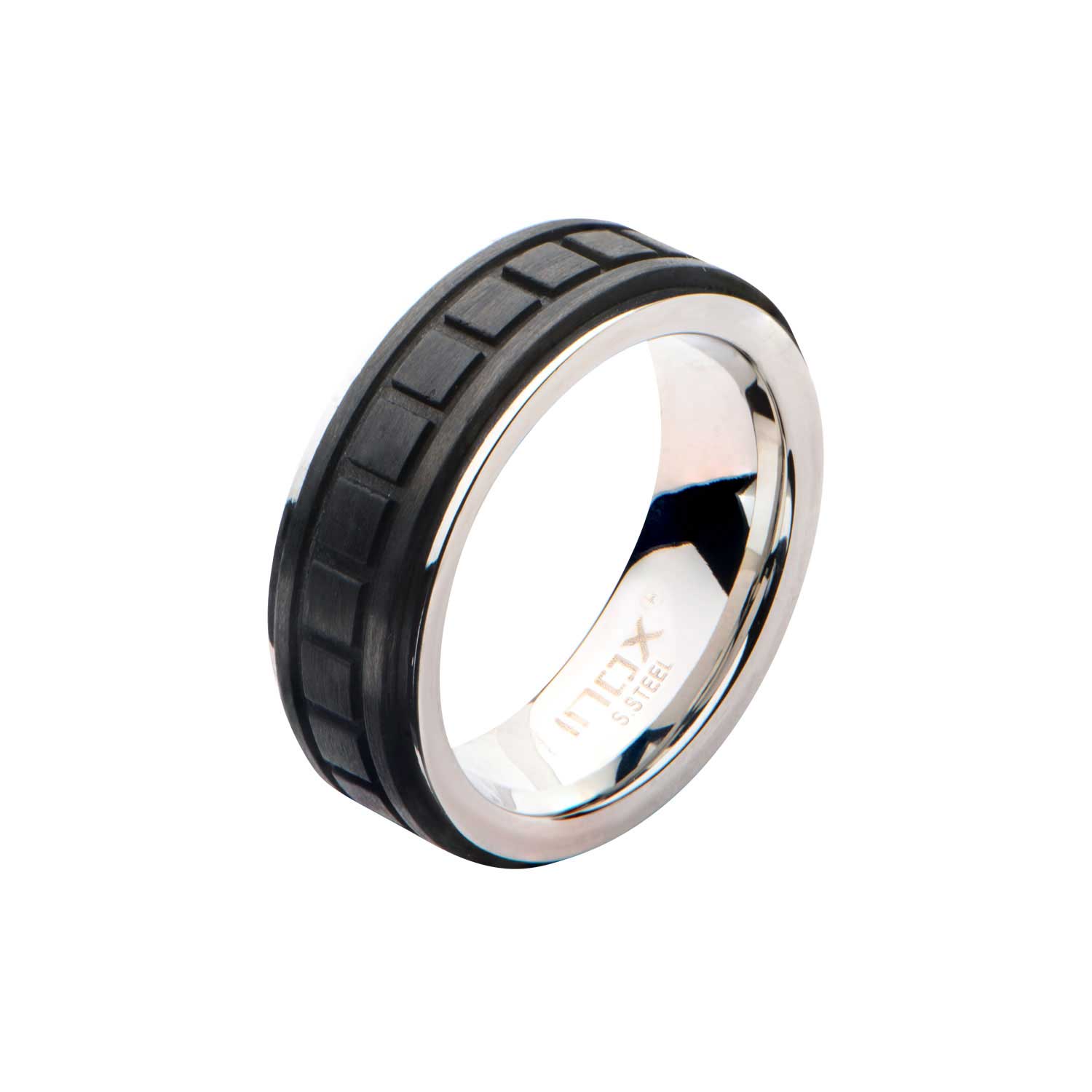 Solid Carbon Fiber Center Square Ring Image 2 Lewis Jewelers, Inc. Ansonia, CT