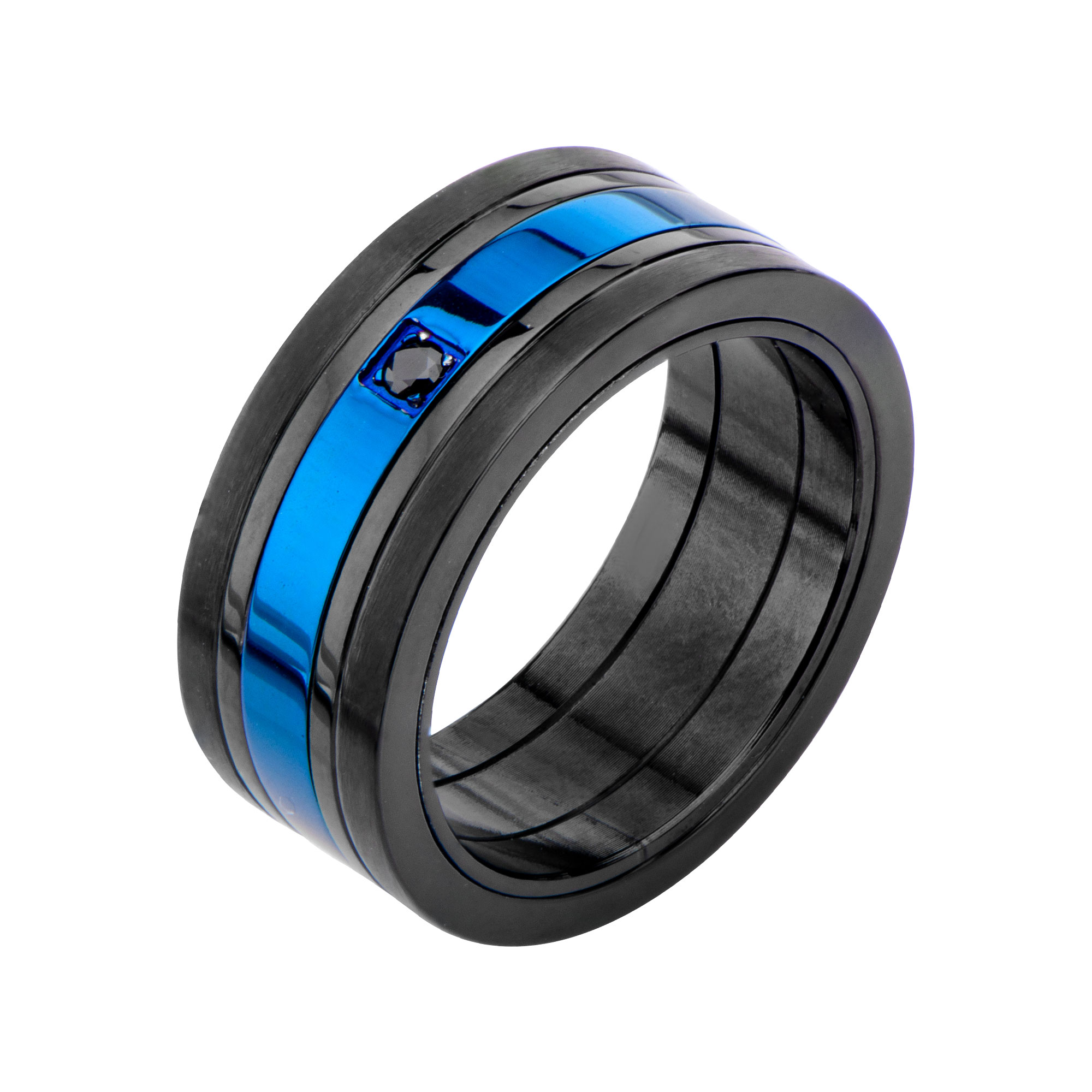 Matte Black & Blue Plated w/ Black CZ Ring Lewis Jewelers, Inc. Ansonia, CT