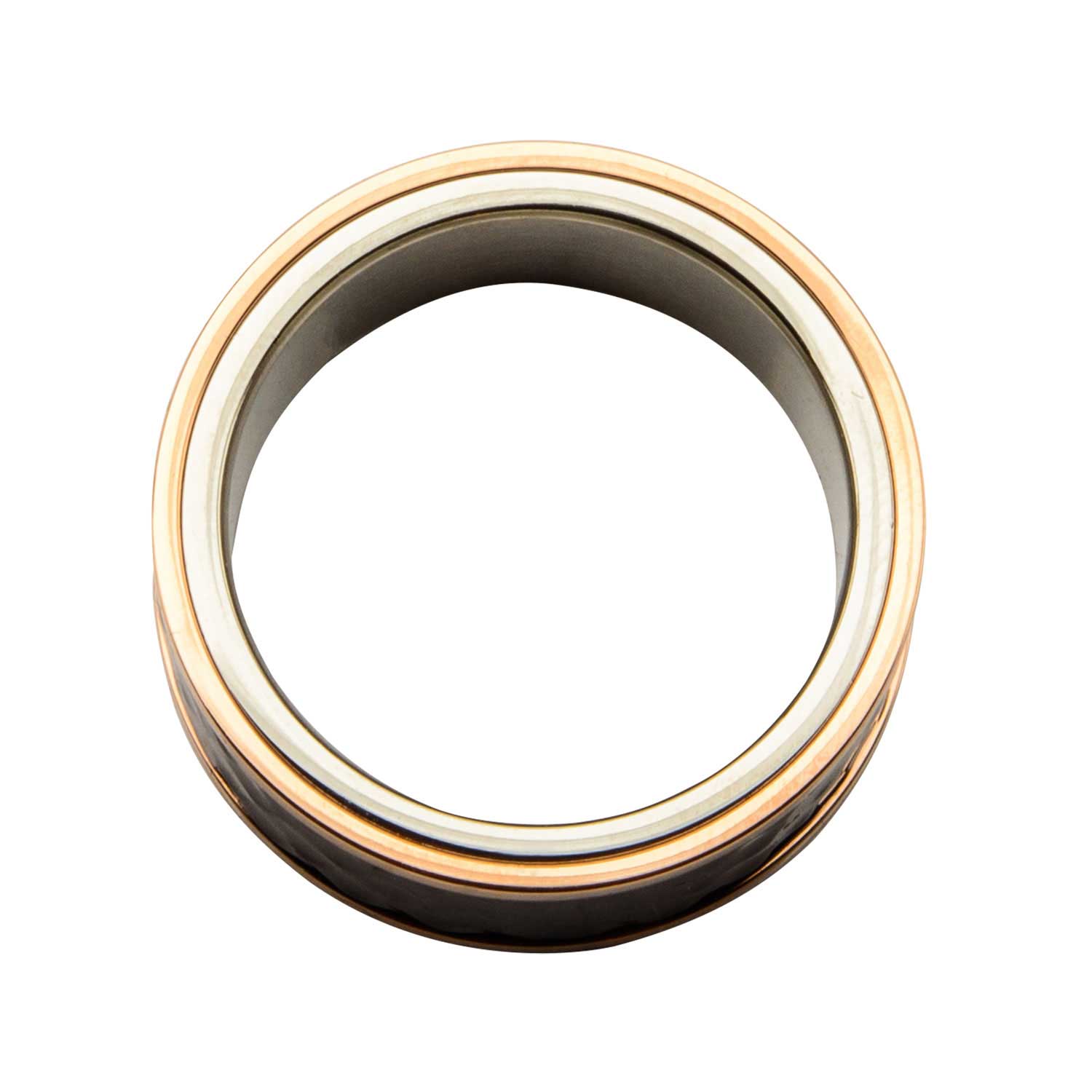 Steel TriTone Hammered Finish Ring Image 4 Milano Jewelers Pembroke Pines, FL