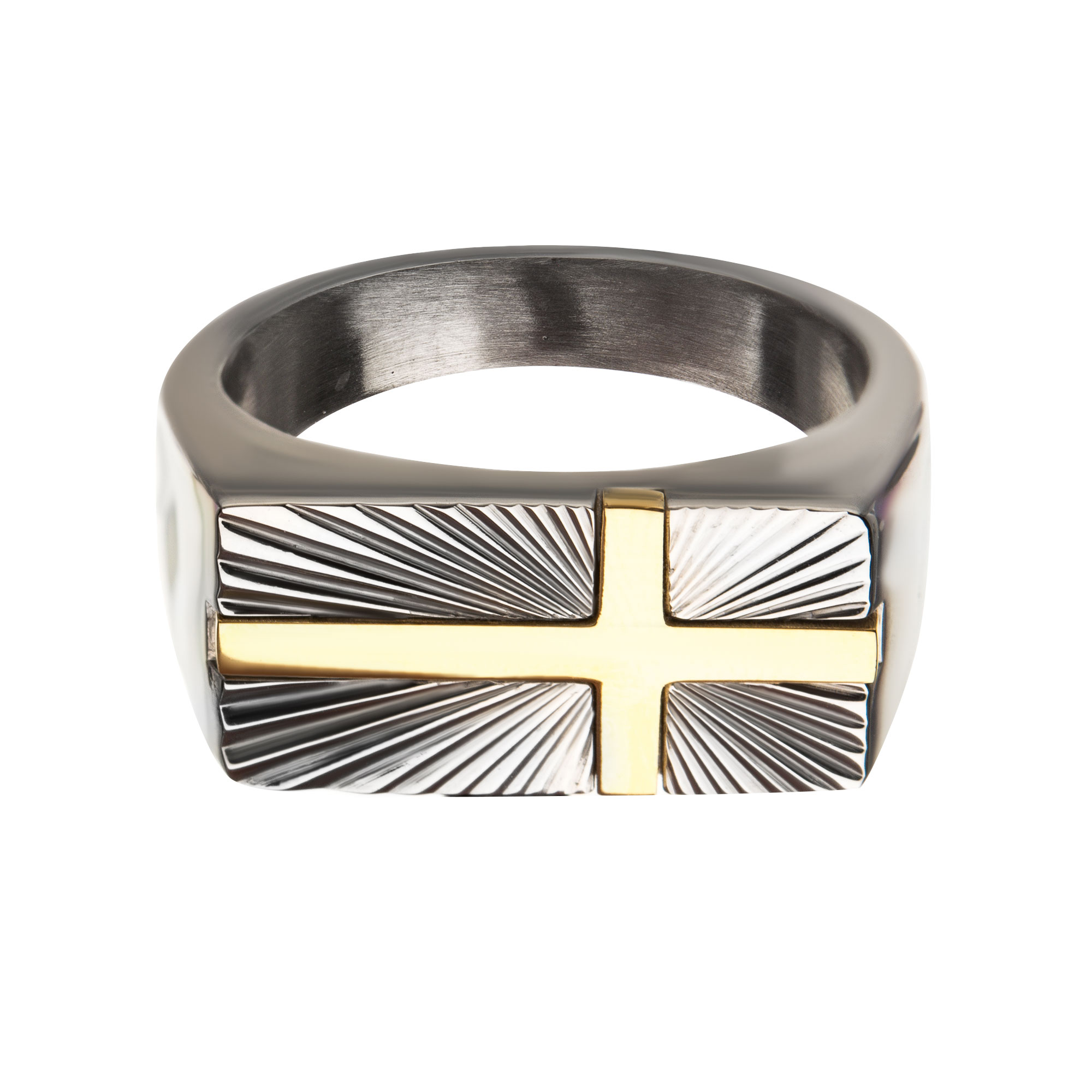 Stainless Steel with  Gold Plated Transfiguration Cross Ring Image 2 Milano Jewelers Pembroke Pines, FL