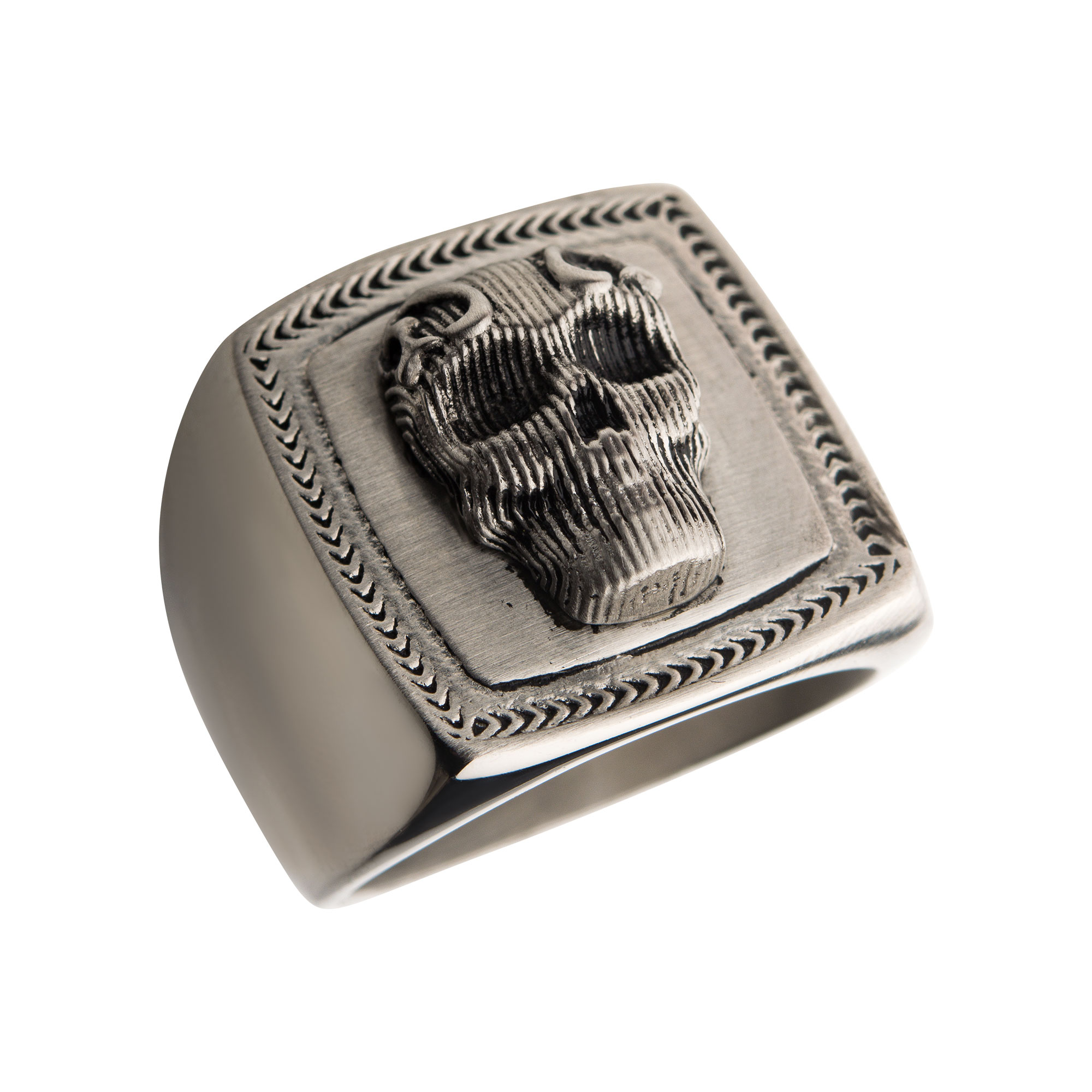 Black Oxidized Matte Finish Steel 3D Skull Ring Midtown Diamonds Reno, NV