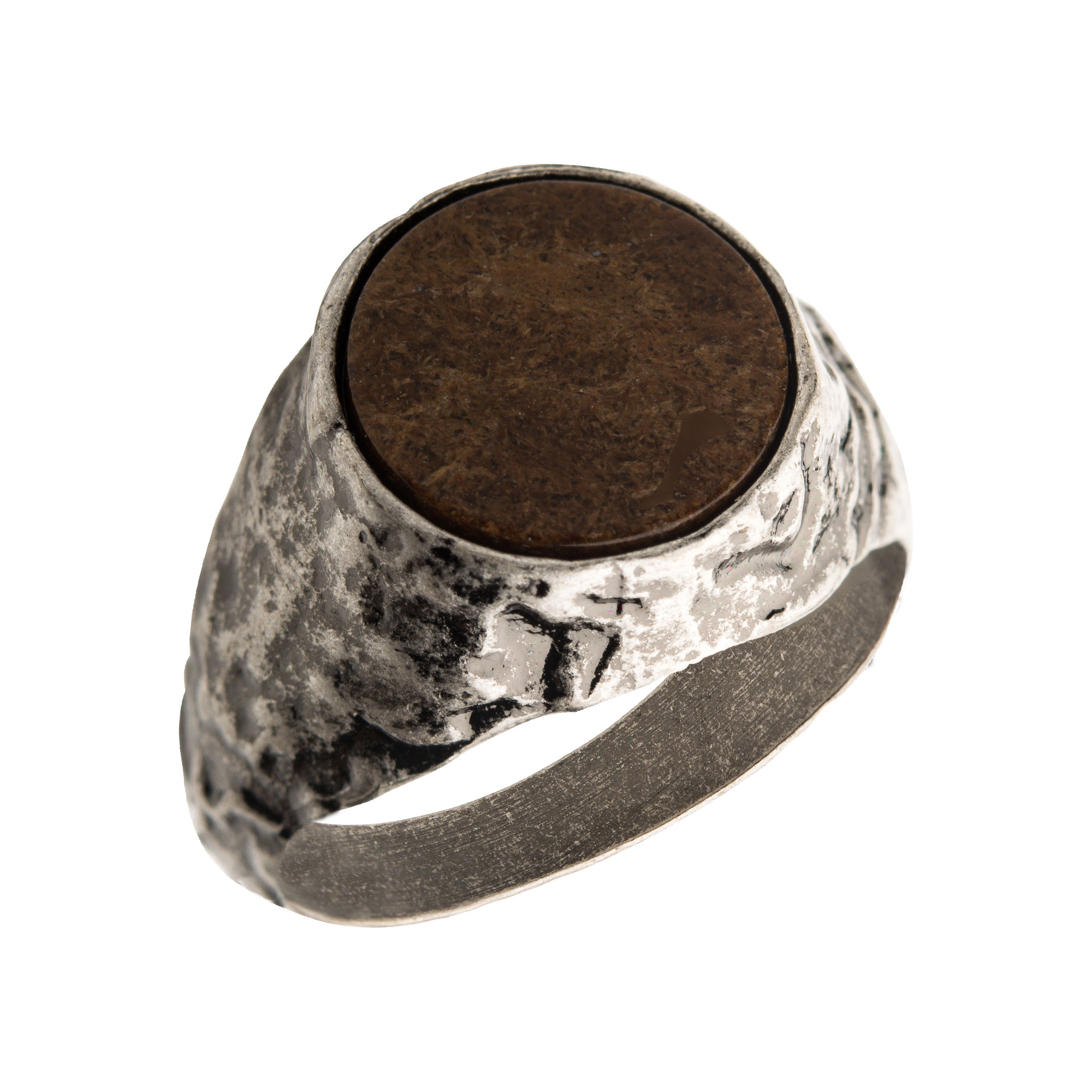 Stainless Steel Silver Plated with Bronze Stone Ring Selman's Jewelers-Gemologist McComb, MS