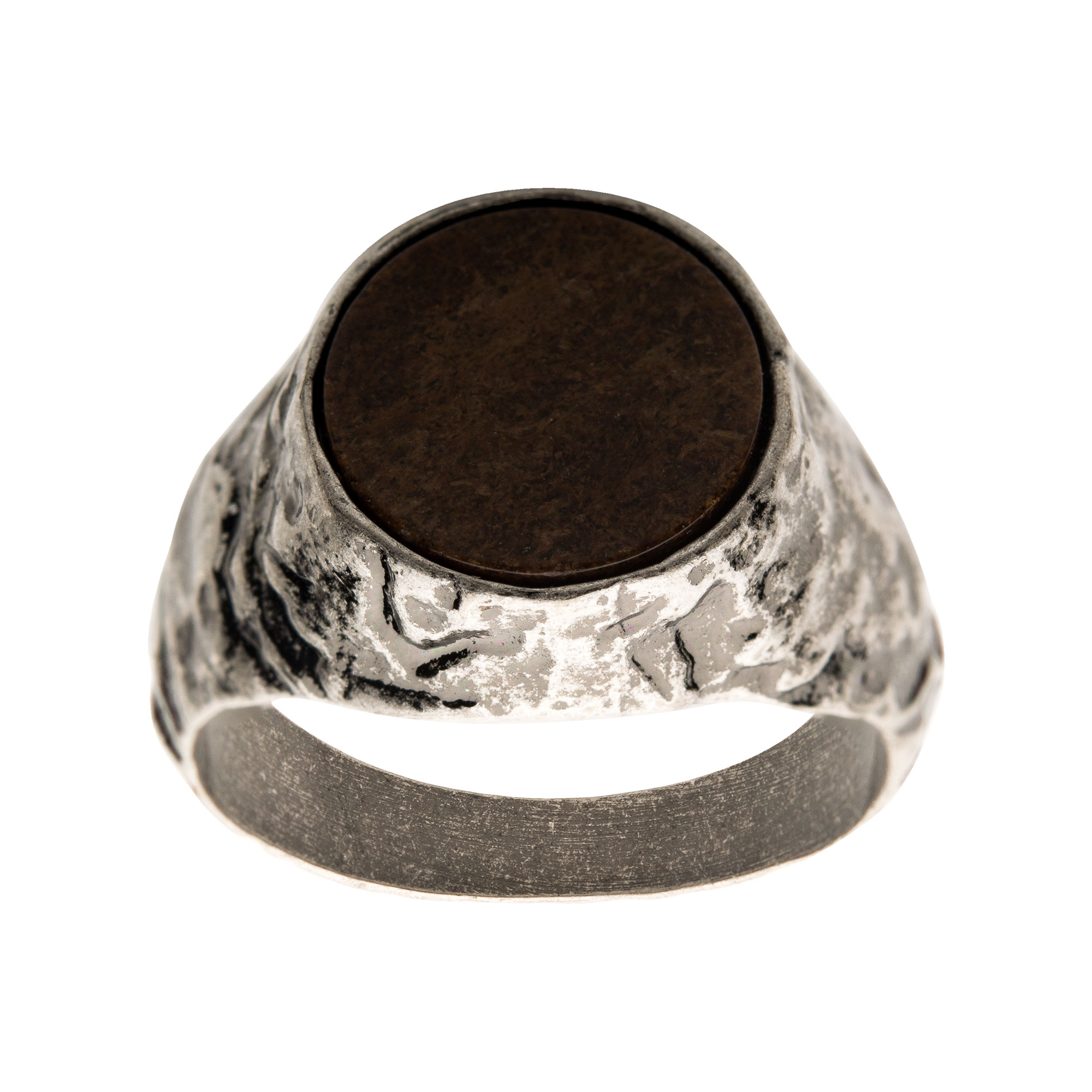Stainless Steel Silver Plated with Bronze Stone Ring Image 2 Milano Jewelers Pembroke Pines, FL