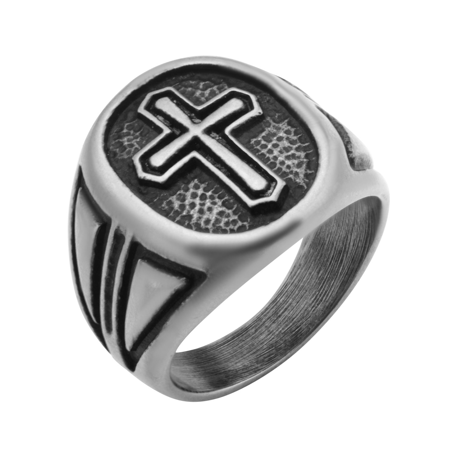Antique Stainless Steel Cross Ring Image 3 Enchanted Jewelry Plainfield, CT
