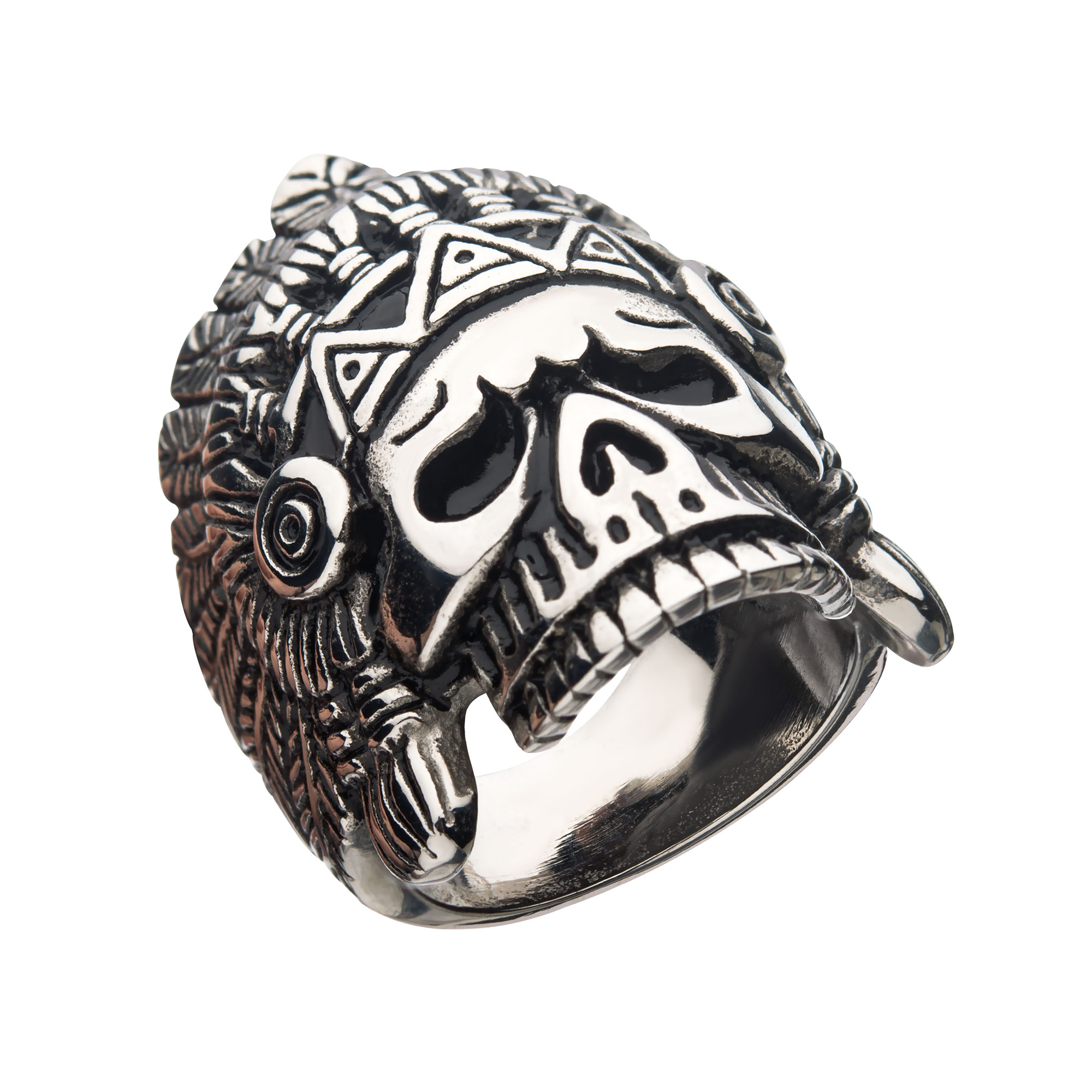 Oxidized Stainless Steel Chief Skull Ring Milano Jewelers Pembroke Pines, FL