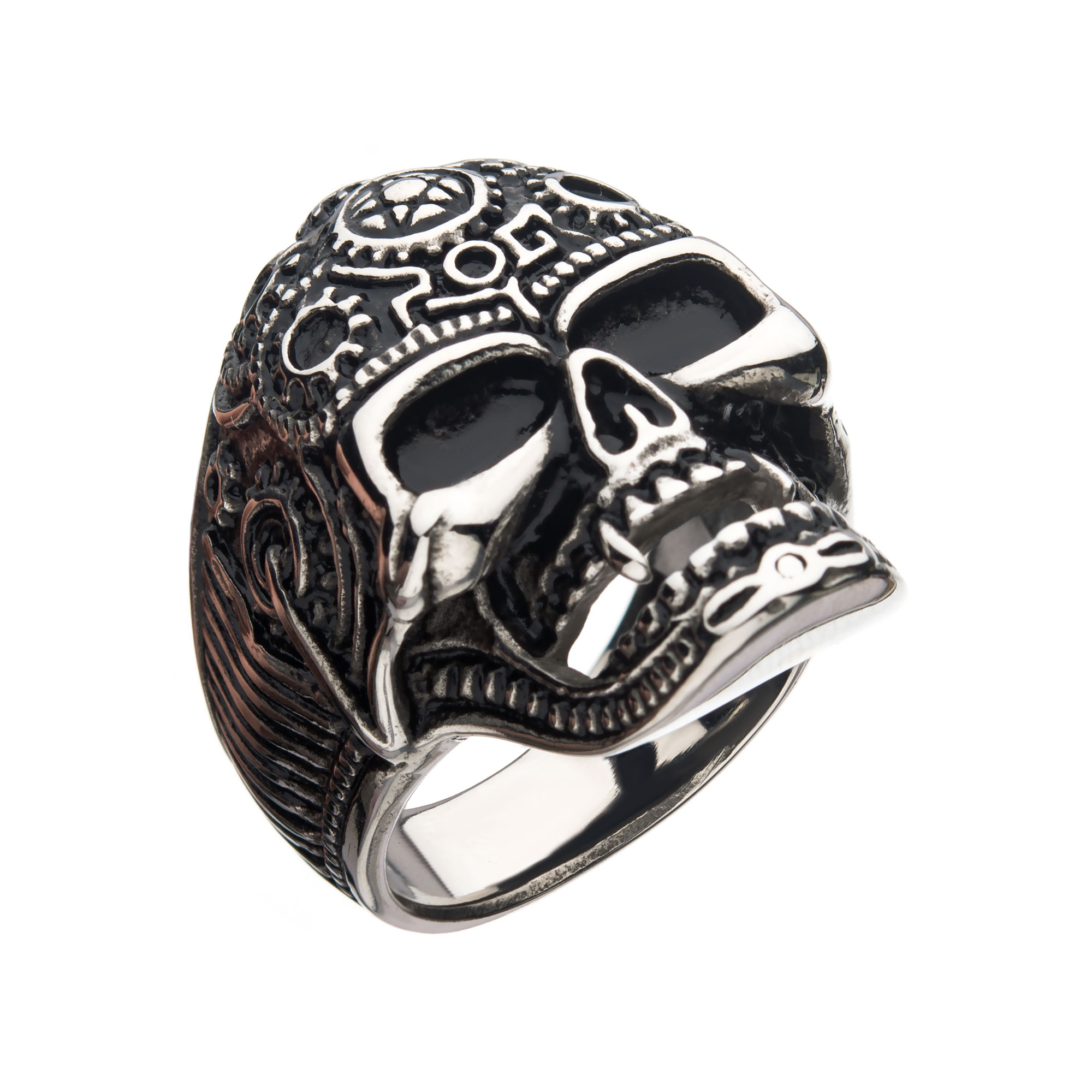 Oxidized Stainless Steel Vampire Skull Ring Mueller Jewelers Chisago City, MN
