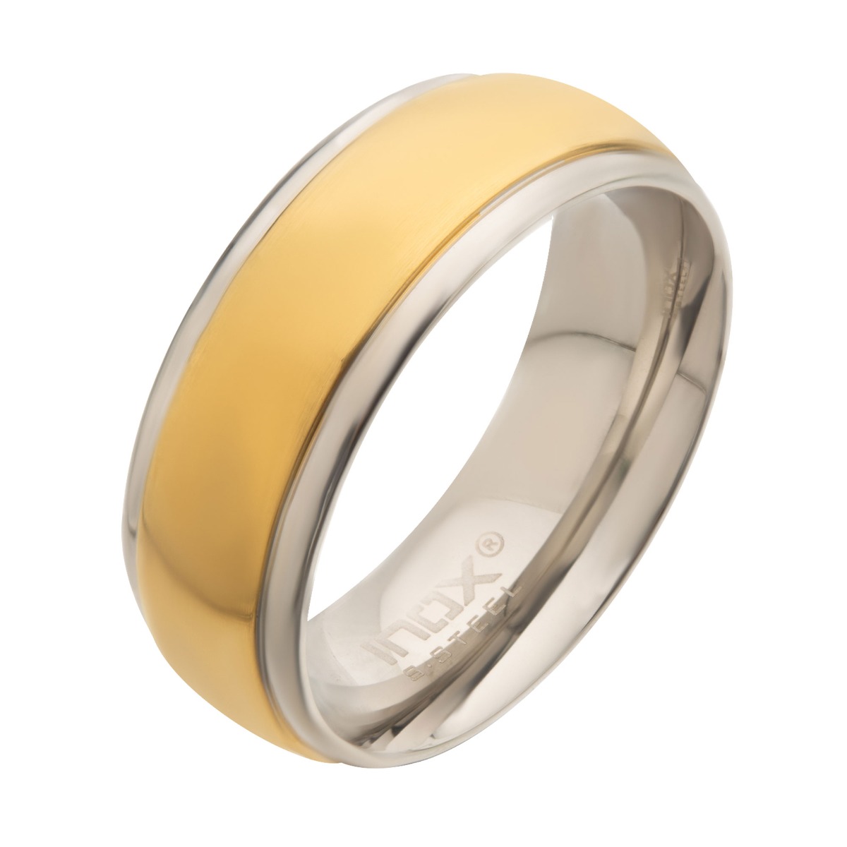 Steel & Gold Plated Patterned Design Ring P.K. Bennett Jewelers Mundelein, IL