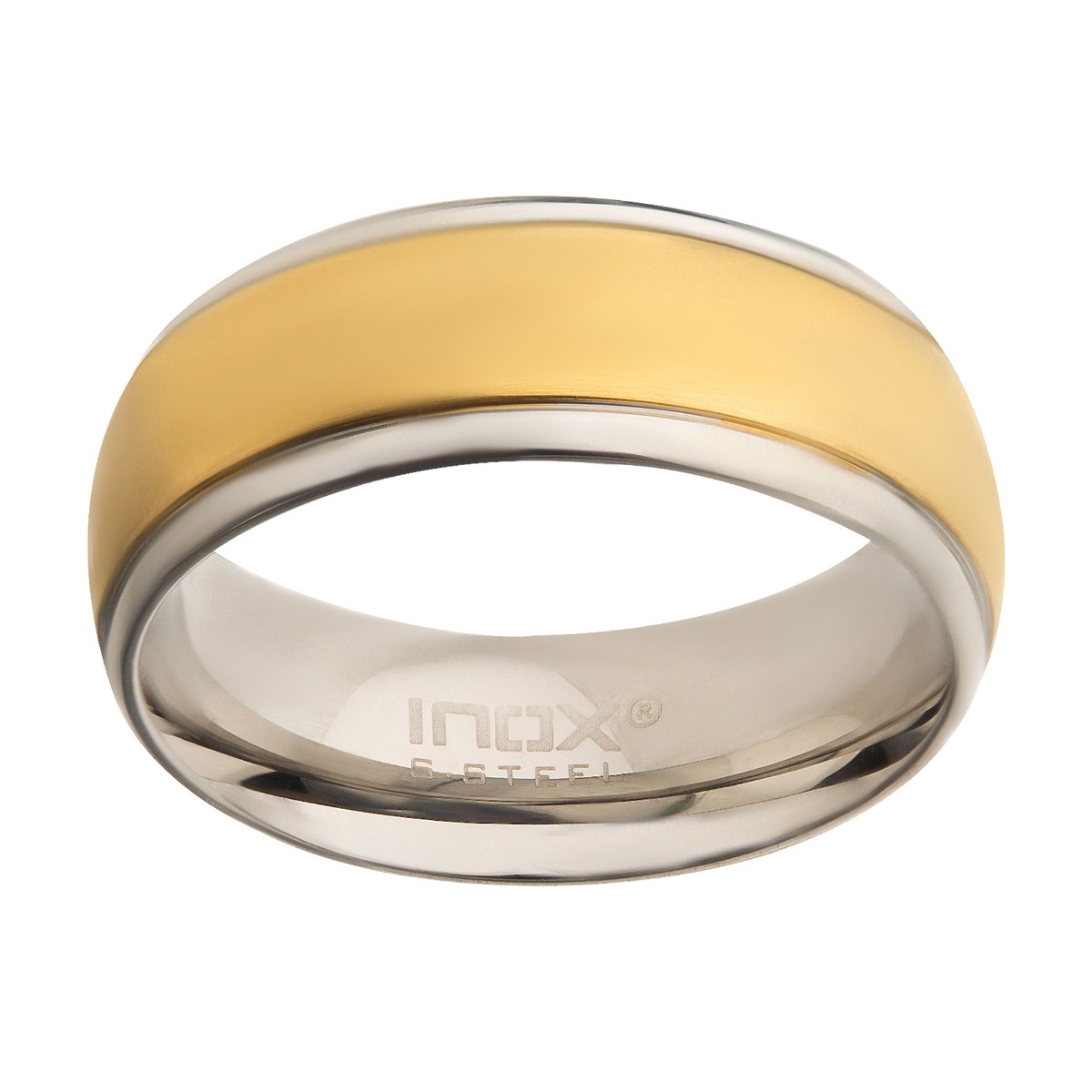 Steel & Gold Plated Patterned Design Ring Image 2 P.K. Bennett Jewelers Mundelein, IL