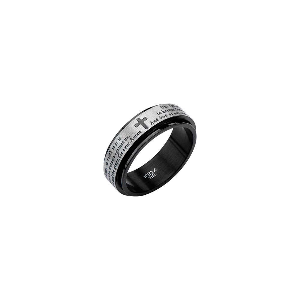 Black Plated Lord's Prayer Spinner Ring Mueller Jewelers Chisago City, MN