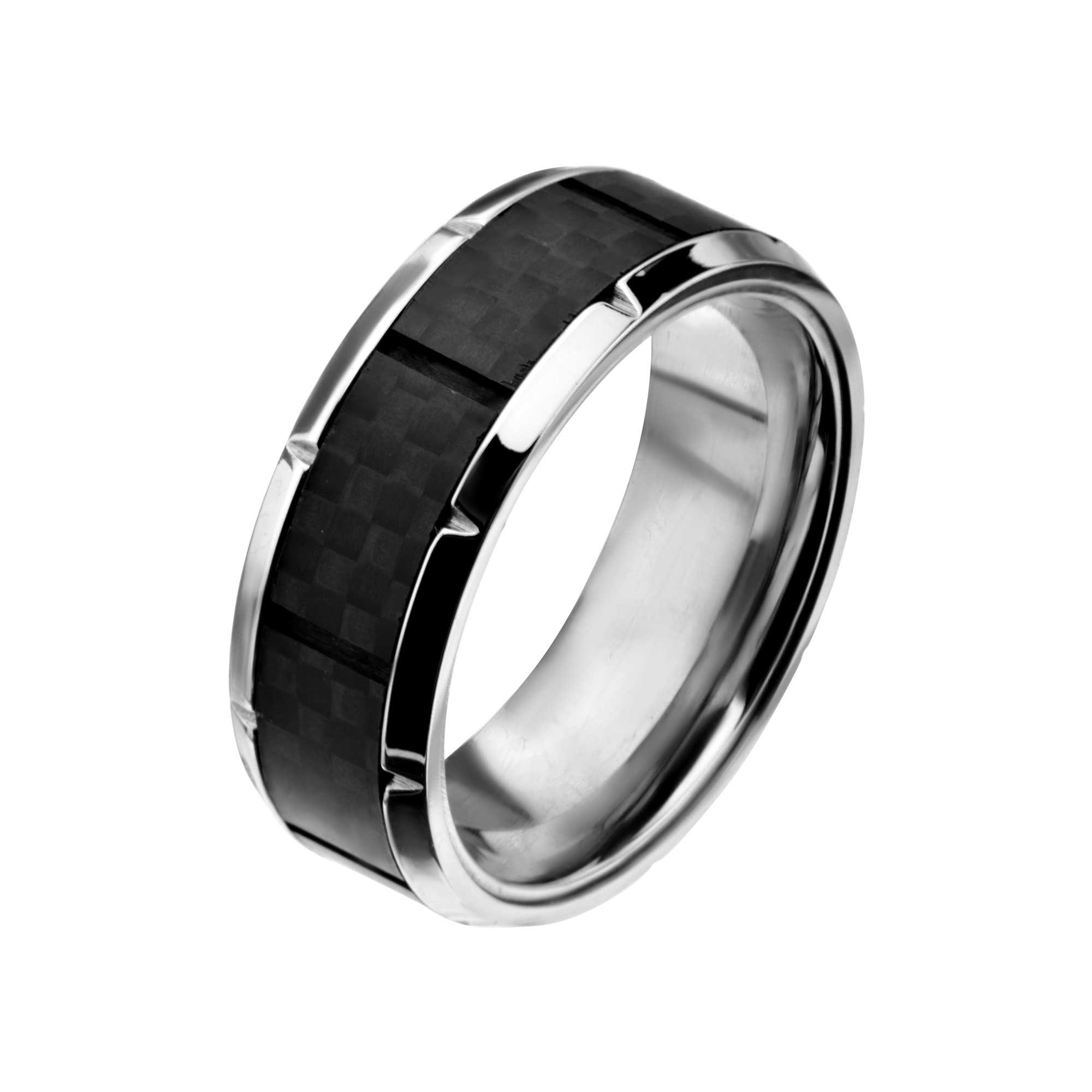 Ridged Edge with Center Solid Carbon Fiber Ring Lewis Jewelers, Inc. Ansonia, CT