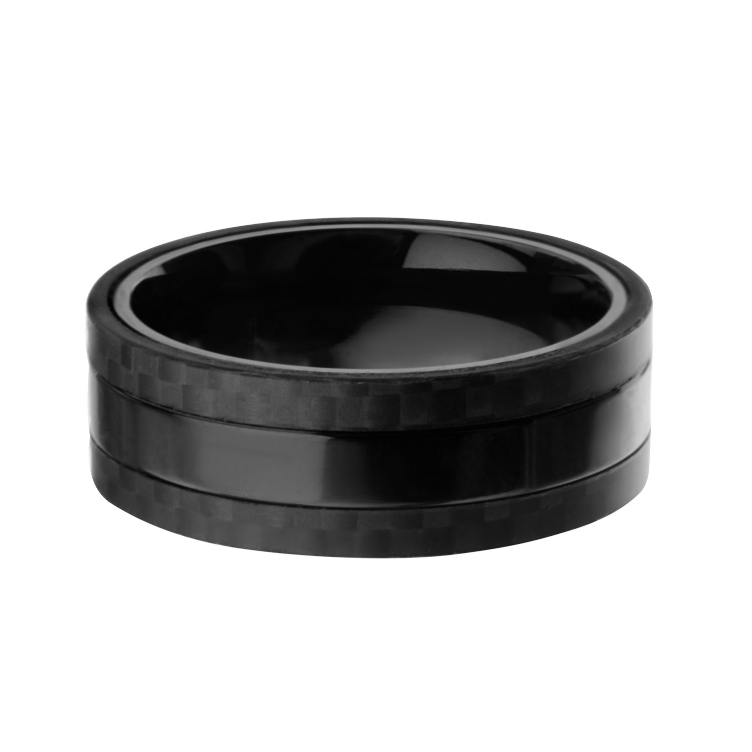 Solid Carbon with Center Black Plated Ring Image 2 Thurber's Fine Jewelry Wadsworth, OH